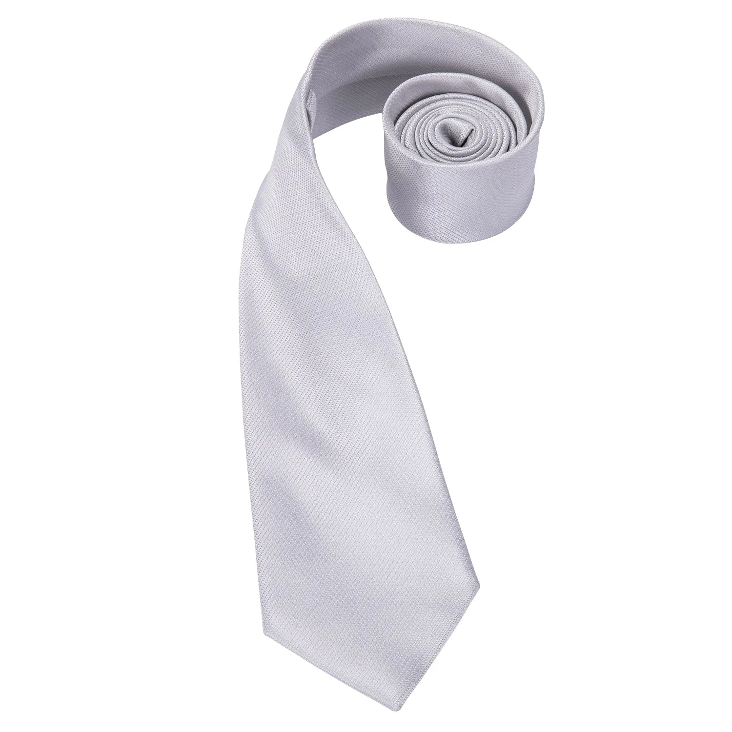 Silver Grey Solid Silk Men's Tie Handkerchief Cufflinks Set sold by Ties2You product image thumbnail 4