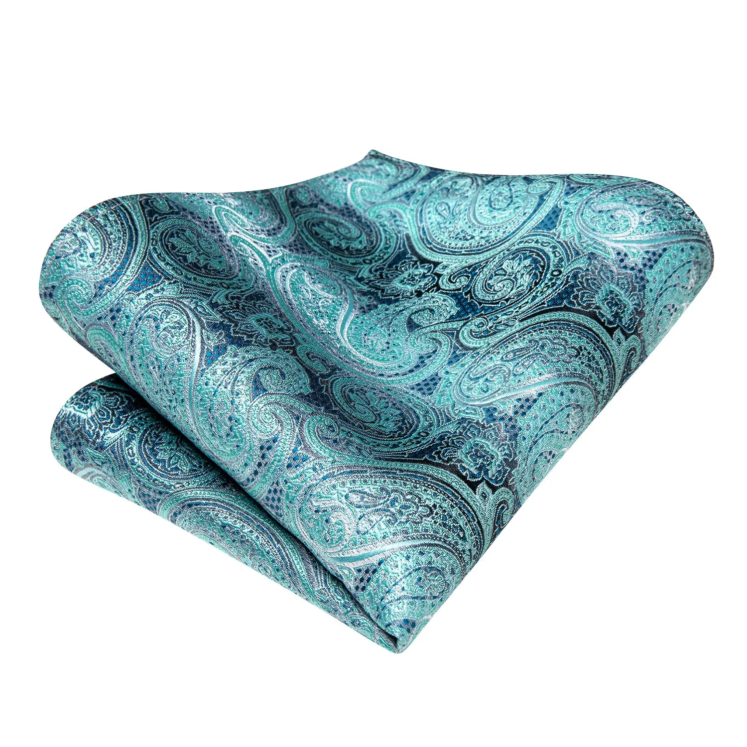 Ties2you Silk Paisley Necktie Aqua Formal Dress Tie Handkercheif Cufflinks Set sold by Ties2You product image thumbnail 3