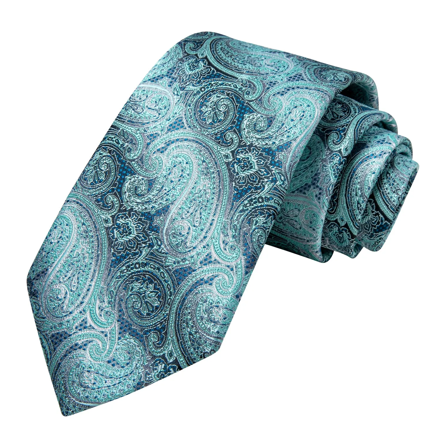 Ties2you Silk Paisley Necktie Aqua Formal Dress Tie Handkercheif Cufflinks Set sold by Ties2You product image thumbnail 4