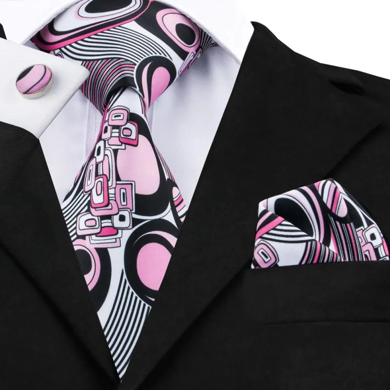 Ties2you Silk Suit Tie Novelty Pink Formal Necktie Handkercheif Cufflinks Set sold by Ties2You