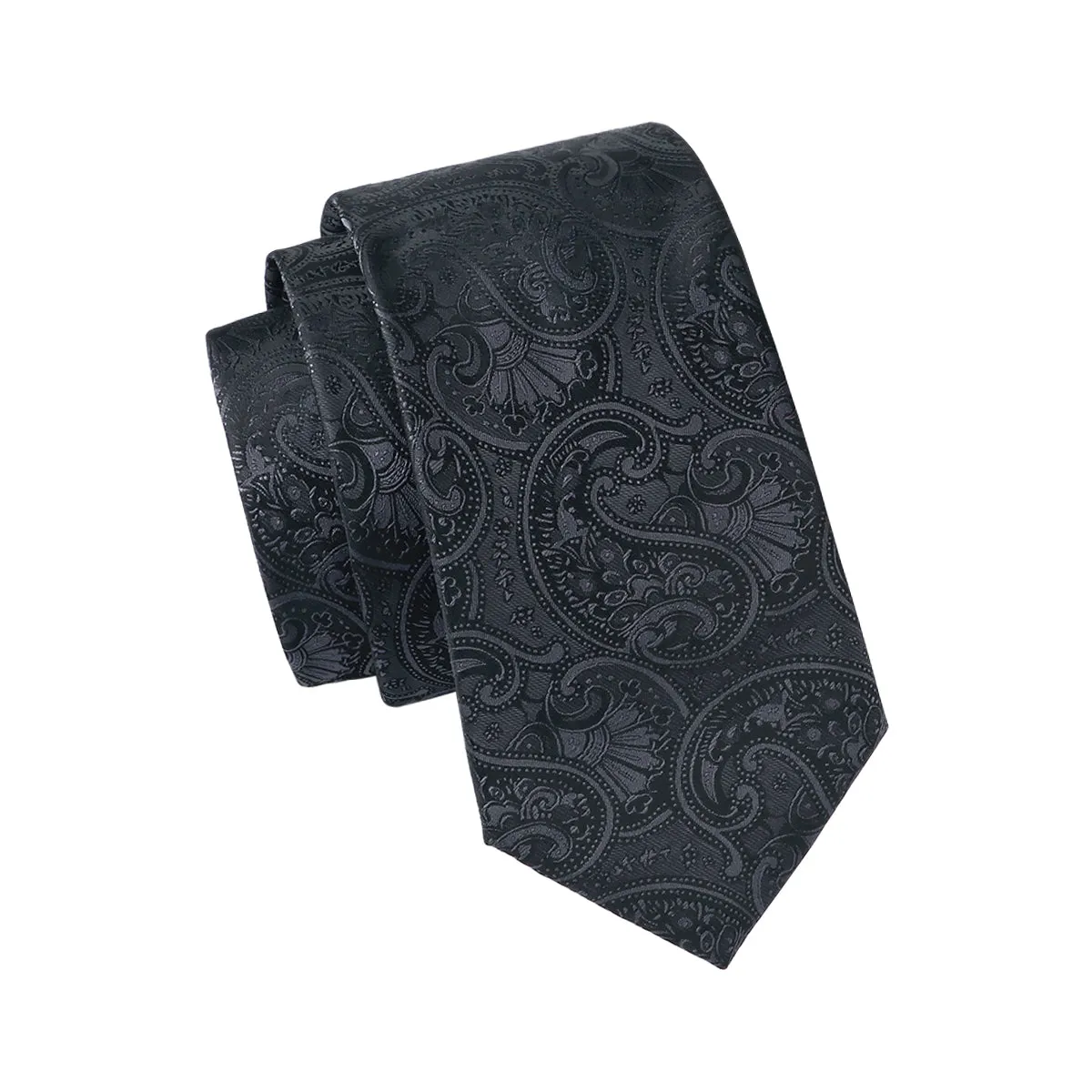 Classic Black Floral Silk Men's Tie Hanky Cufflinks Set sold by Ties2You product image thumbnail 5