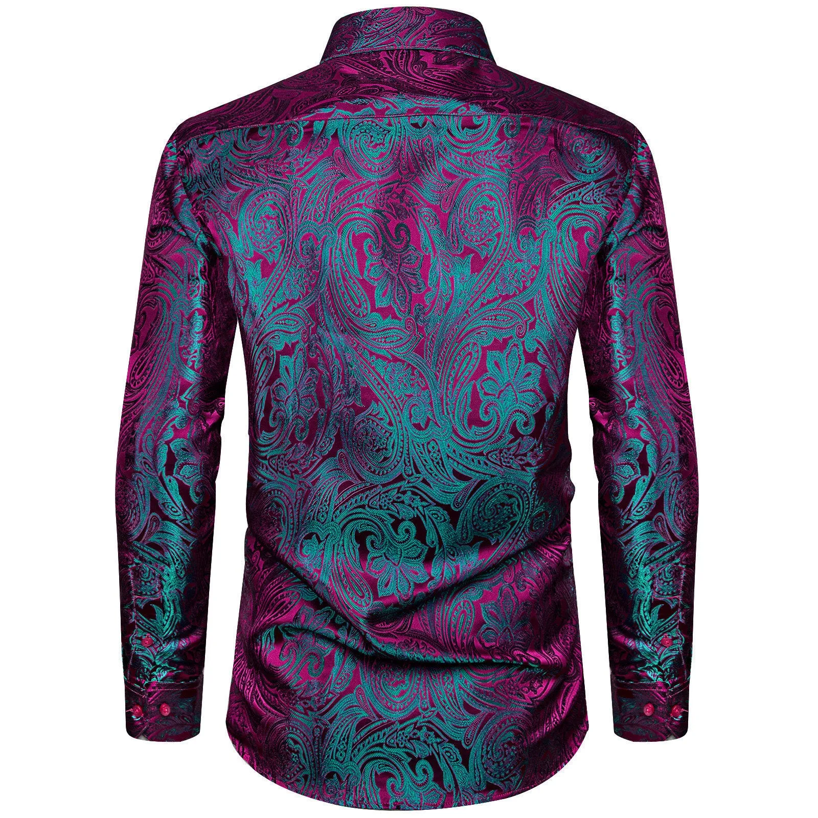 Ties2you Teal Blue Dress Shirt for Men Button Down Long Sleeve Paisley Shirt for Business sold by Ties2You product image thumbnail 3