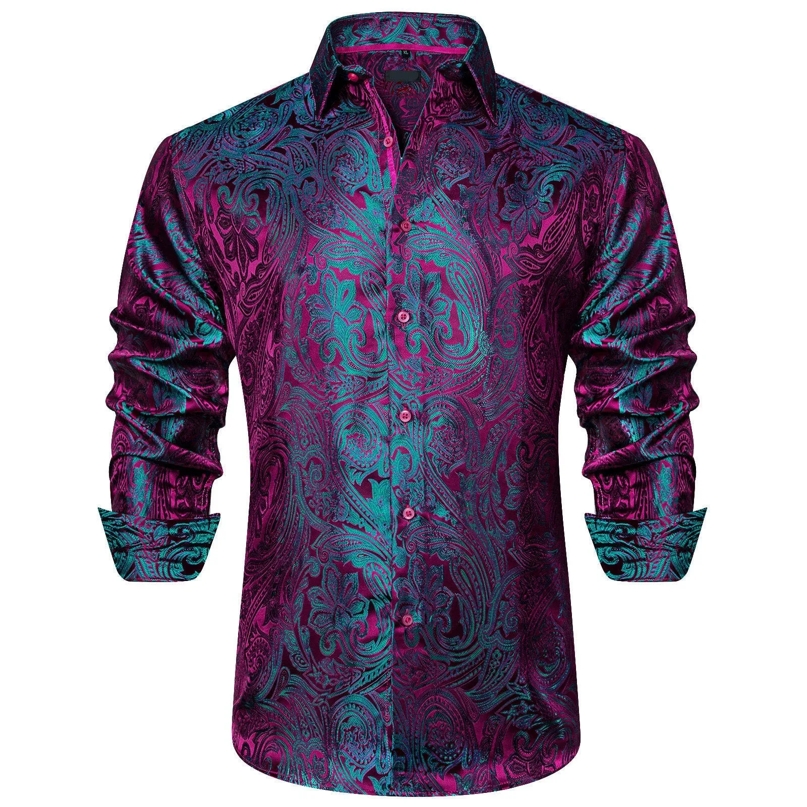 Ties2you Teal Blue Dress Shirt for Men Button Down Long Sleeve Paisley Shirt for Business sold by Ties2You