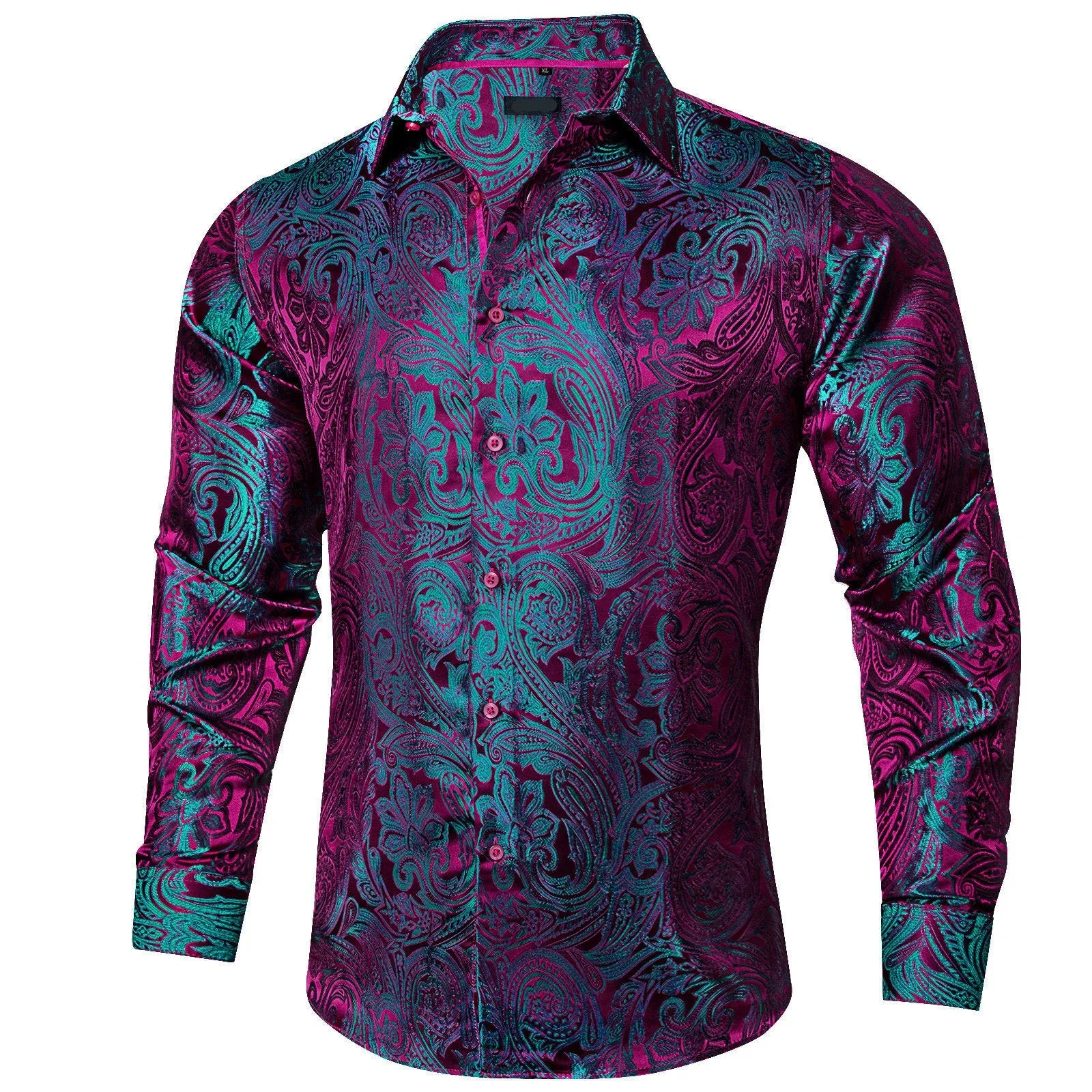 Ties2you Teal Blue Dress Shirt for Men Button Down Long Sleeve Paisley Shirt for Business sold by Ties2You product image thumbnail 2