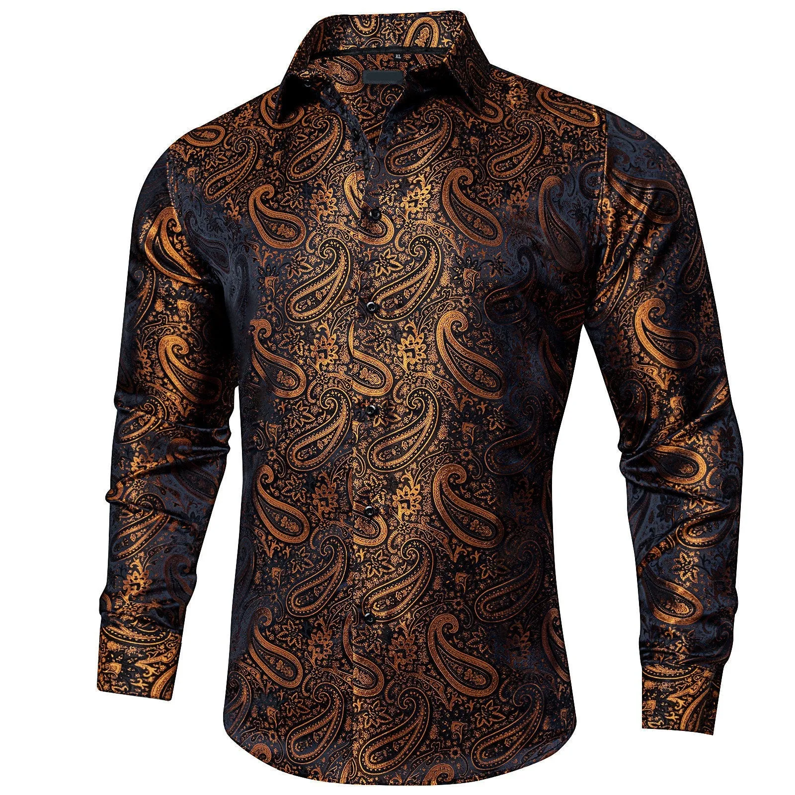 Ties2you Mens Long Sleeve Shirt Gold Paisley Casual Button Down Shirt sold by Ties2You product image thumbnail 2