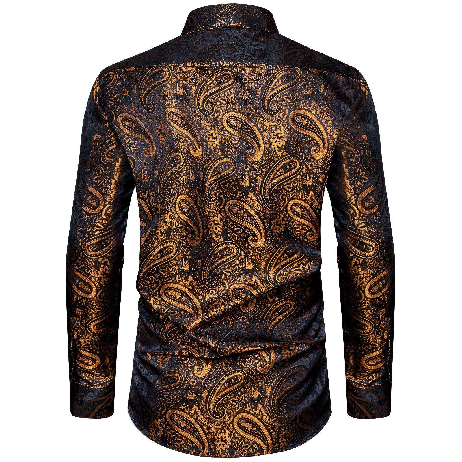 Ties2you Mens Long Sleeve Shirt Gold Paisley Casual Button Down Shirt sold by Ties2You product image thumbnail 3