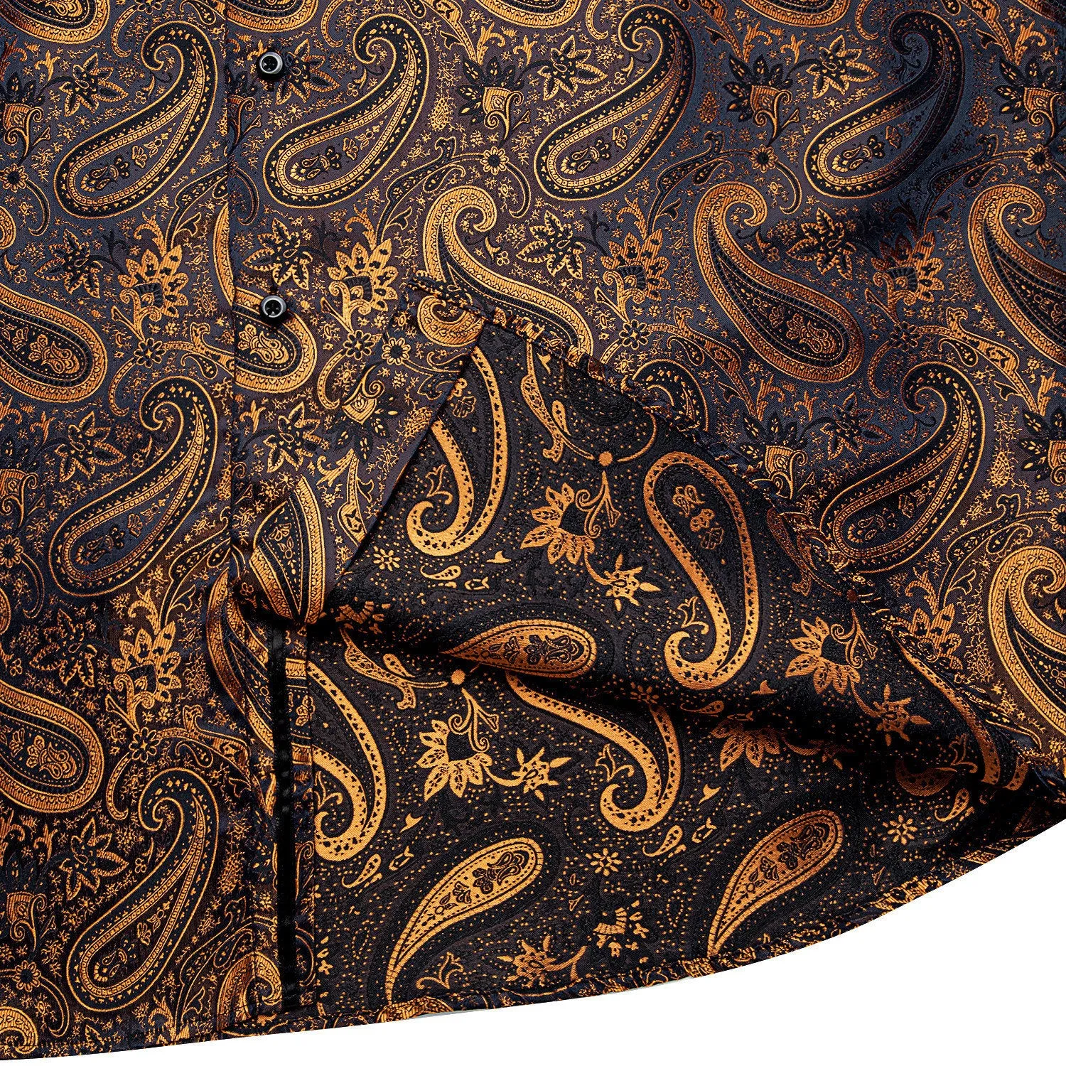 Ties2you Mens Long Sleeve Shirt Gold Paisley Casual Button Down Shirt sold by Ties2You product image thumbnail 4