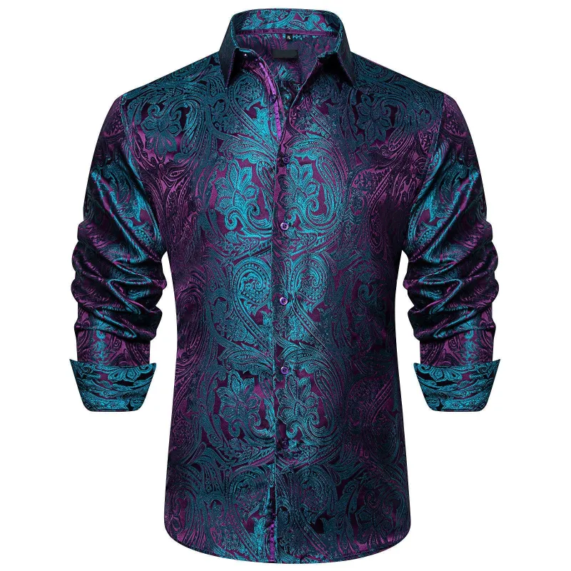 Ties2you Long Sleeve Shirt for Men Teal Button Down Casual Shirt sold by Ties2You