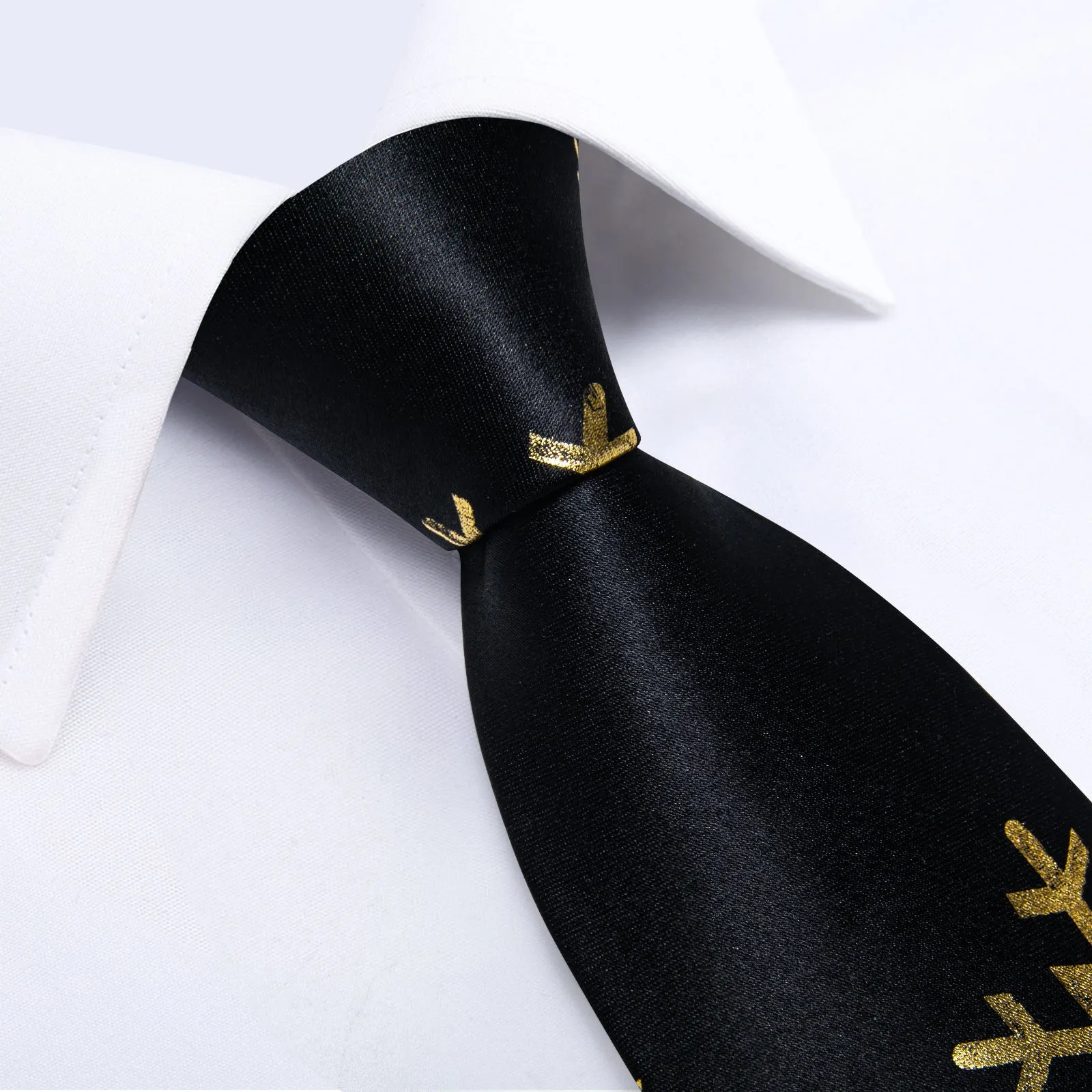Ties2you Black Necktie for Men Snowflake Silk Christmas Tie Hanky Cufflinks Set for Party sold by Ties2You product image thumbnail 3