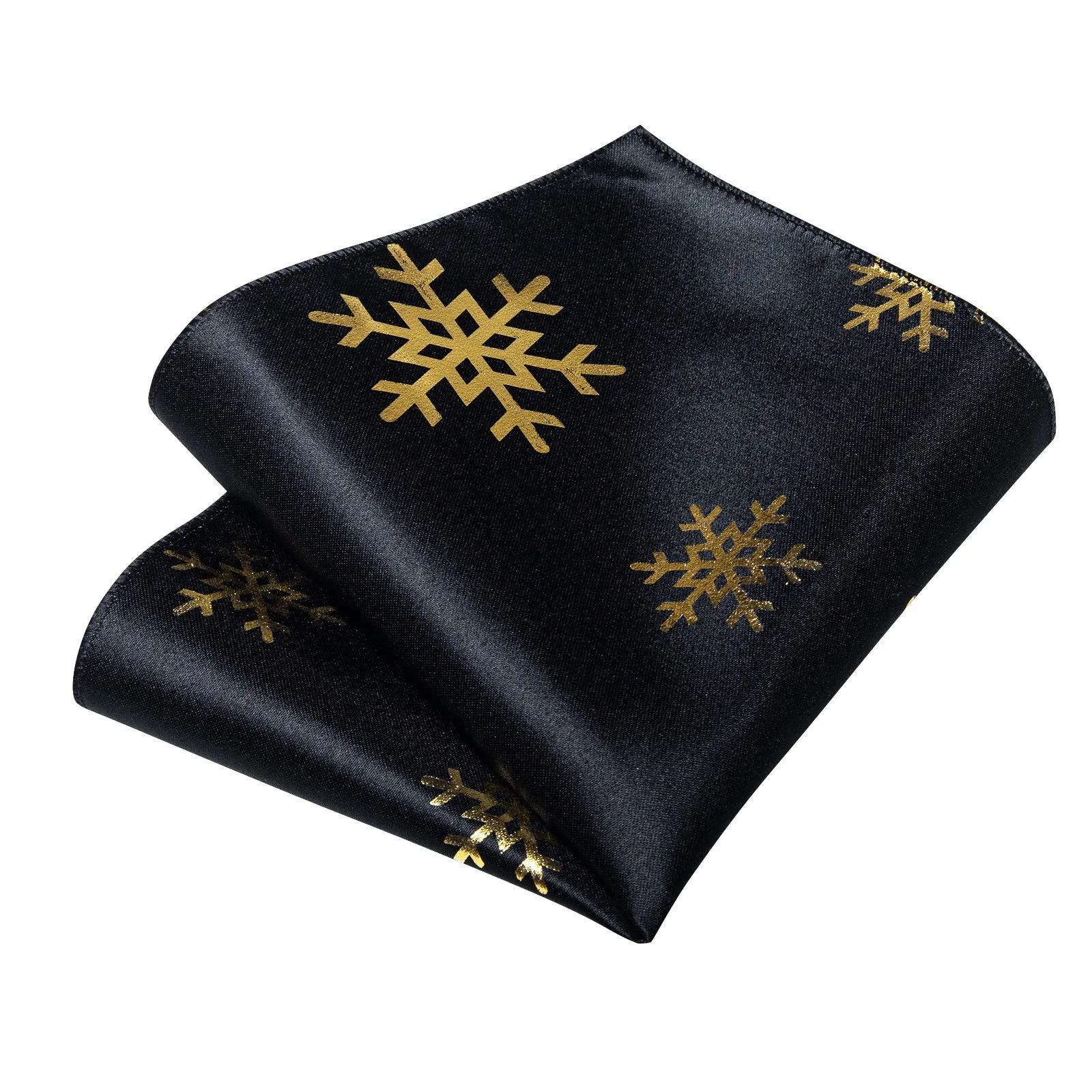 Ties2you Black Necktie for Men Snowflake Silk Christmas Tie Hanky Cufflinks Set for Party sold by Ties2You product image thumbnail 4