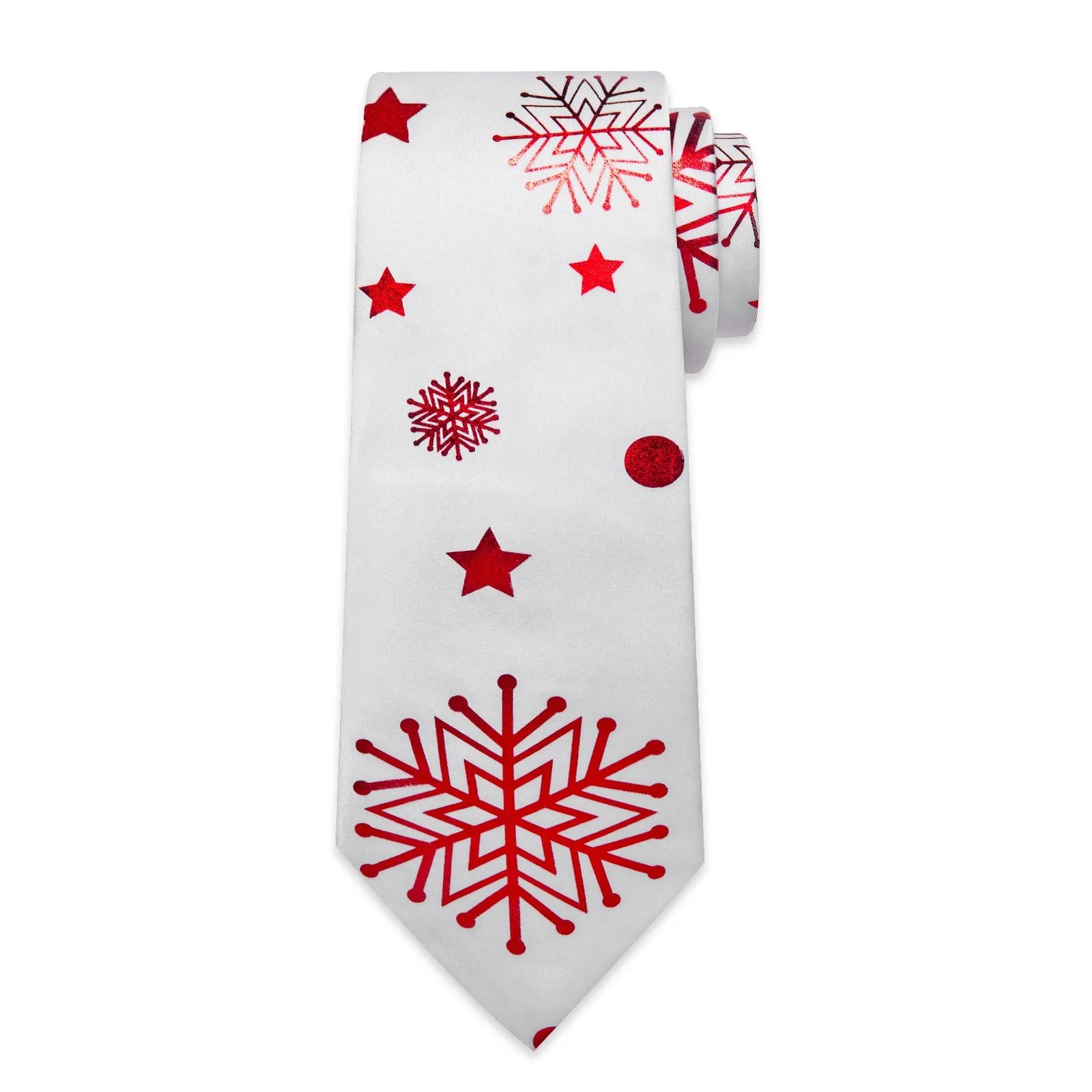 Ties2you White Christmas Necktie for Men Snowflake Silk Tie Hanky Cufflinks Set sold by Ties2You product image thumbnail 5