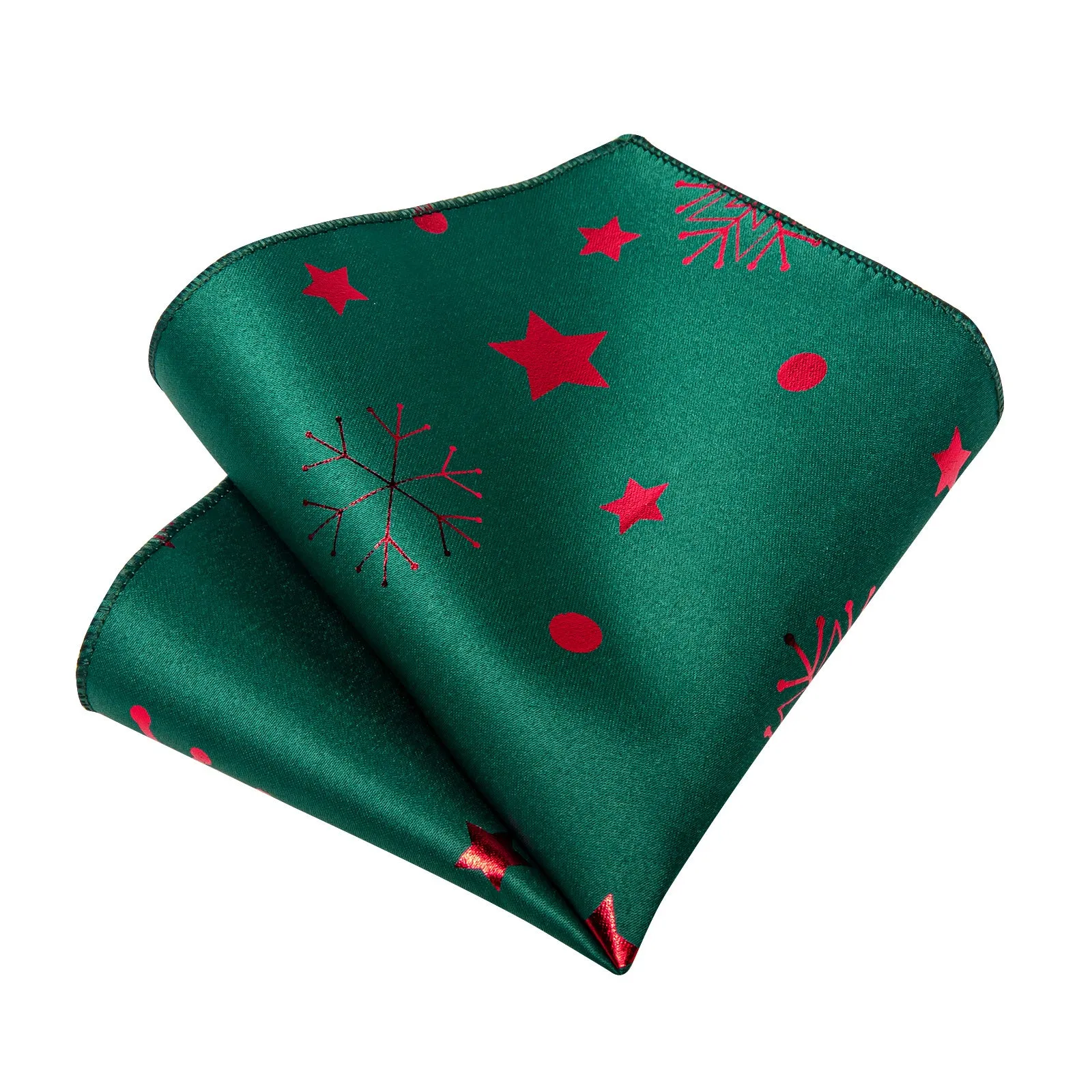 Ties2you Christmas Necktie Hunter Green Snowflake Tie Handkerchief Cufflinks Set sold by Ties2You product image thumbnail 4
