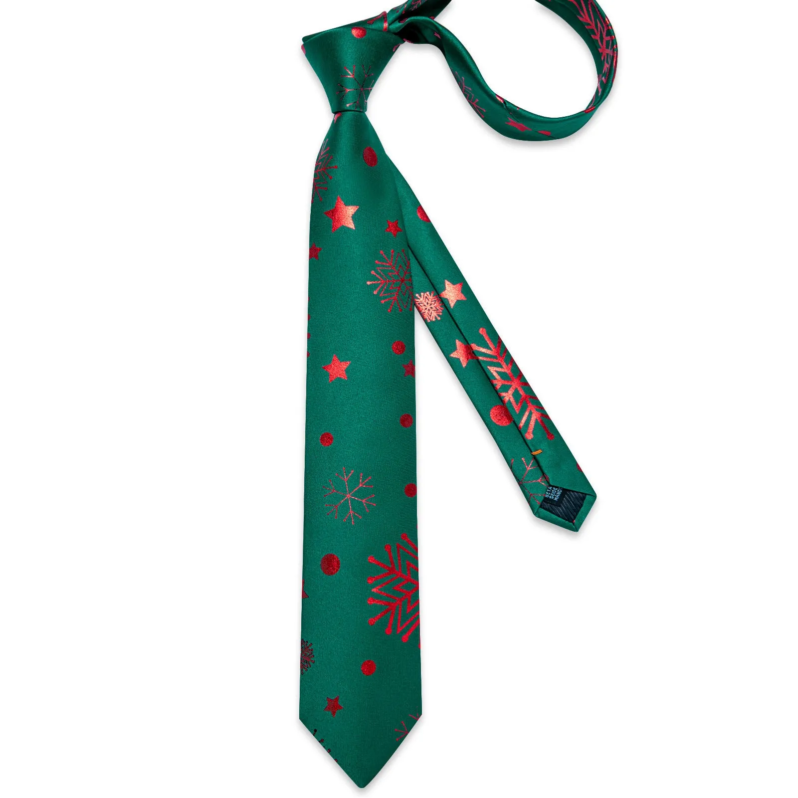 Ties2you Christmas Necktie Hunter Green Snowflake Tie Handkerchief Cufflinks Set sold by Ties2You product image thumbnail 5