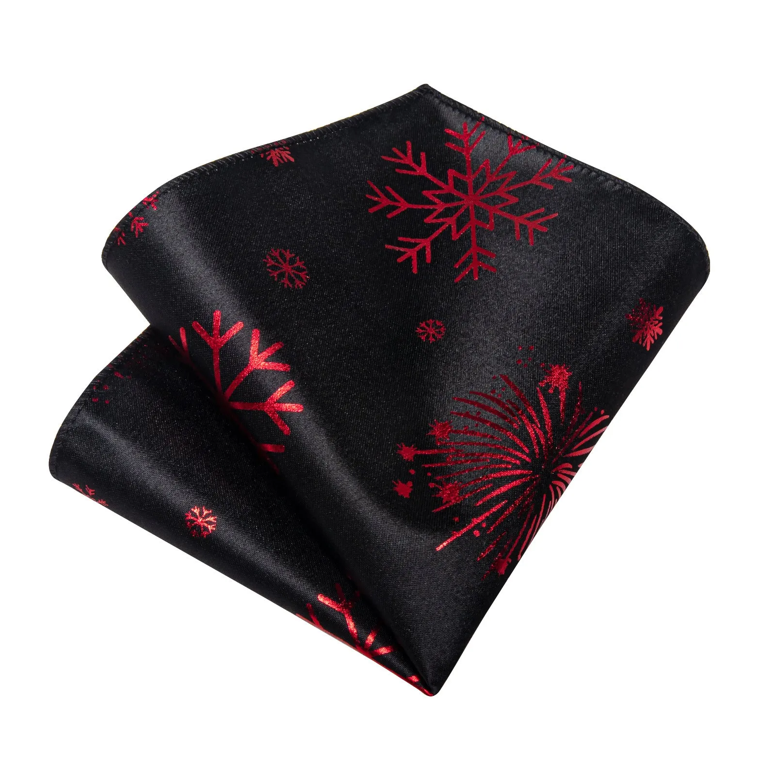 Ties2you Christmas Necktie Black Silk Snowflake Tie Handkerchief Cufflinks Set for Holiday sold by Ties2You product image thumbnail 4