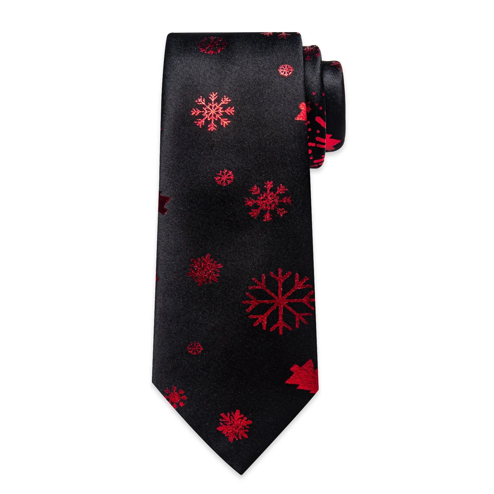 Ties2you Christmas Necktie Black Silk Snowflake Tie Handkerchief Cufflinks Set for Holiday sold by Ties2You product image thumbnail 5