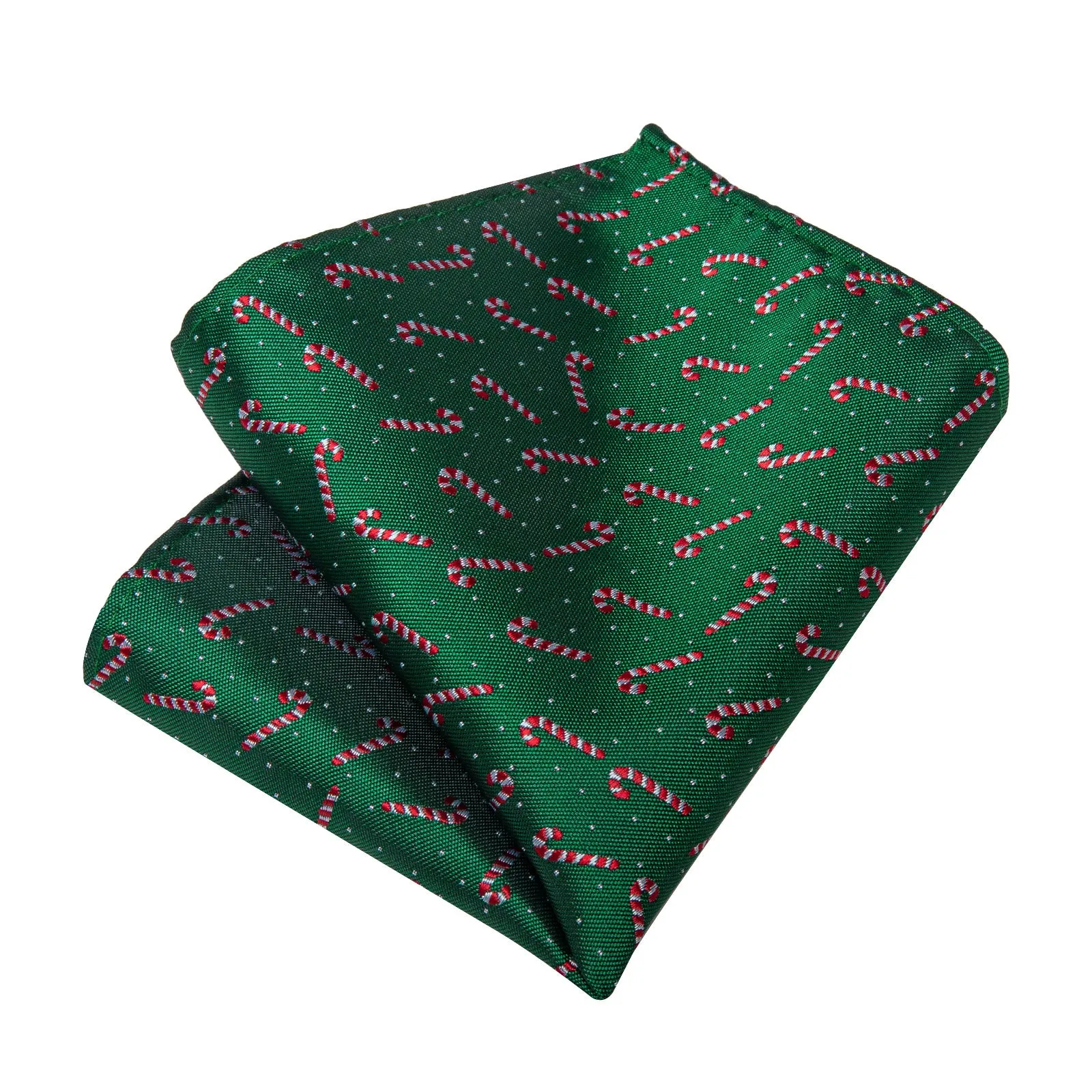 Ties2you Christmas Necktie Silk Hunter Green Candy Cane Tie Handkerchief Cufflinks Set sold by Ties2You product image thumbnail 4