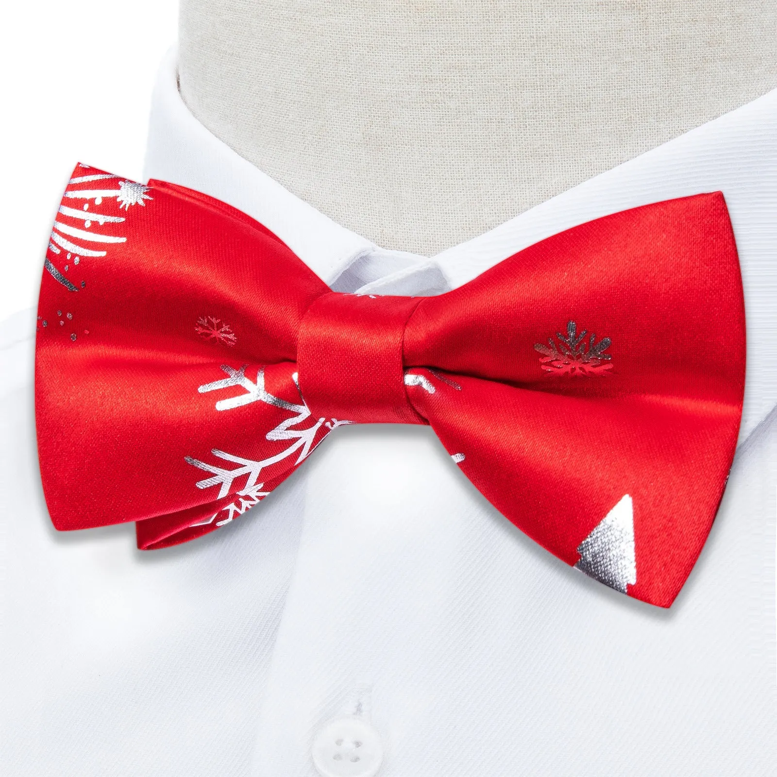 Ties2you Silk Snowflake Bow Tie for Men Christmas Pre-tied Bowtie Hanky Cufflinks Set sold by Ties2You product image thumbnail 2