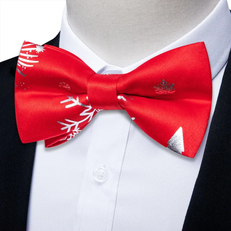 Ties2you Silk Snowflake Bow Tie for Men Christmas Pre-tied Bowtie Hanky Cufflinks Set made by Ties2You