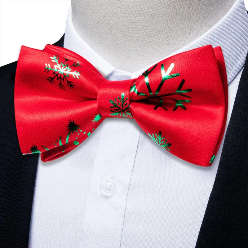 Ties2you Christmas Snowflake Bow Tie Pre-tied Bowtie Hanky Cufflinks Set for Holiday made by Ties2You