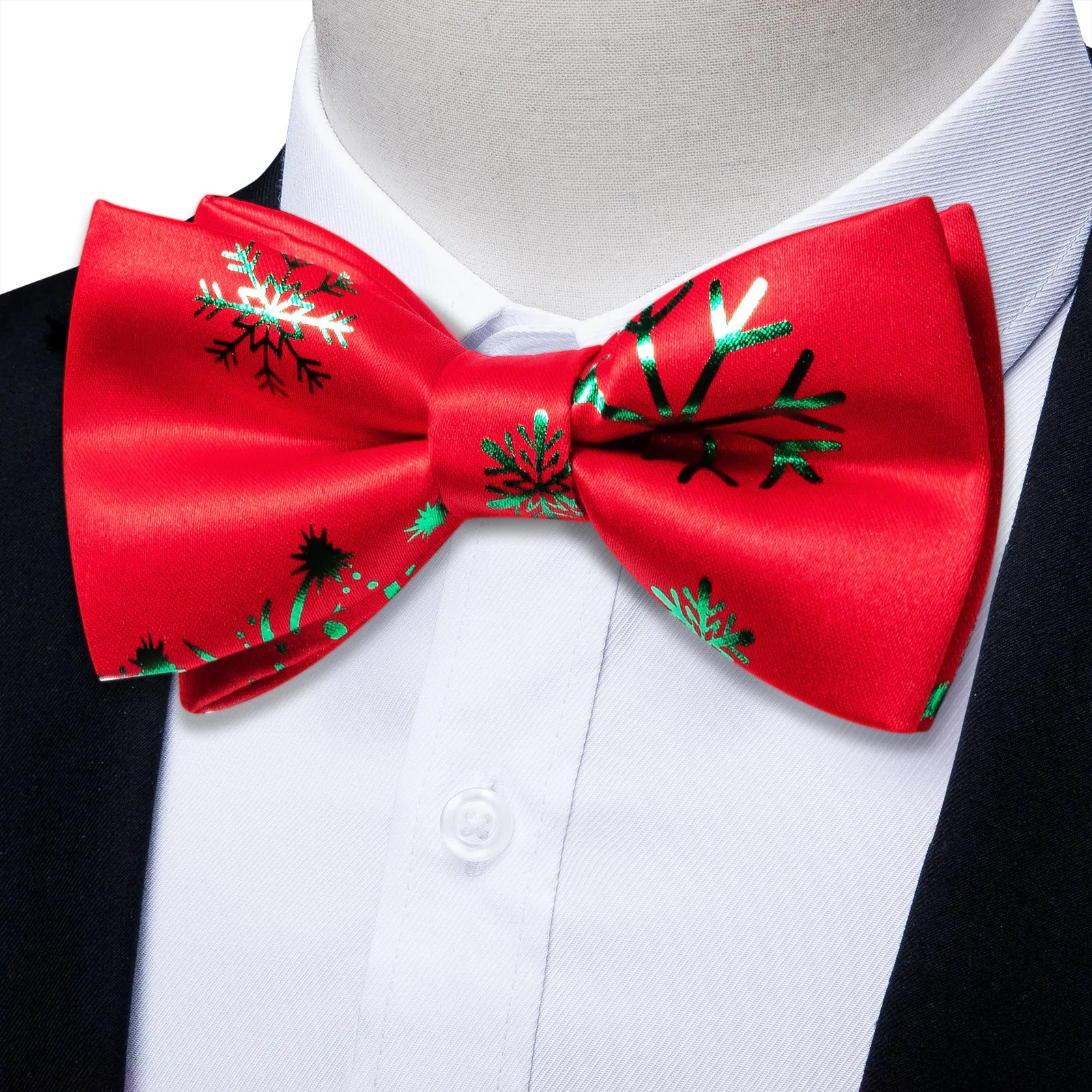 Ties2you Christmas Snowflake Bow Tie Pre-tied Bowtie Hanky Cufflinks Set for Holiday sold by Ties2You