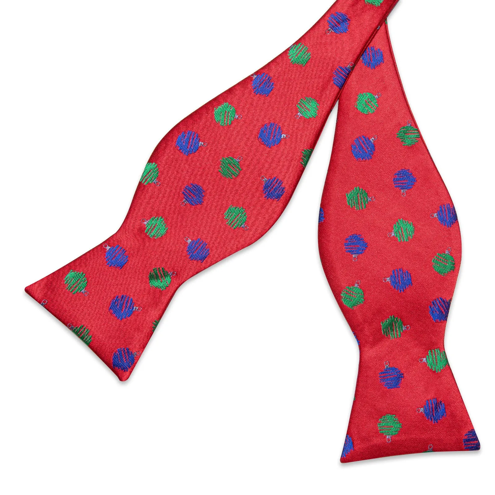 Ties2you Red Polka Dot Bow Tie Mens Christmas Silk Self-Tied Bowtie Pocket Square Cufflinks Set sold by Ties2You product image thumbnail 4