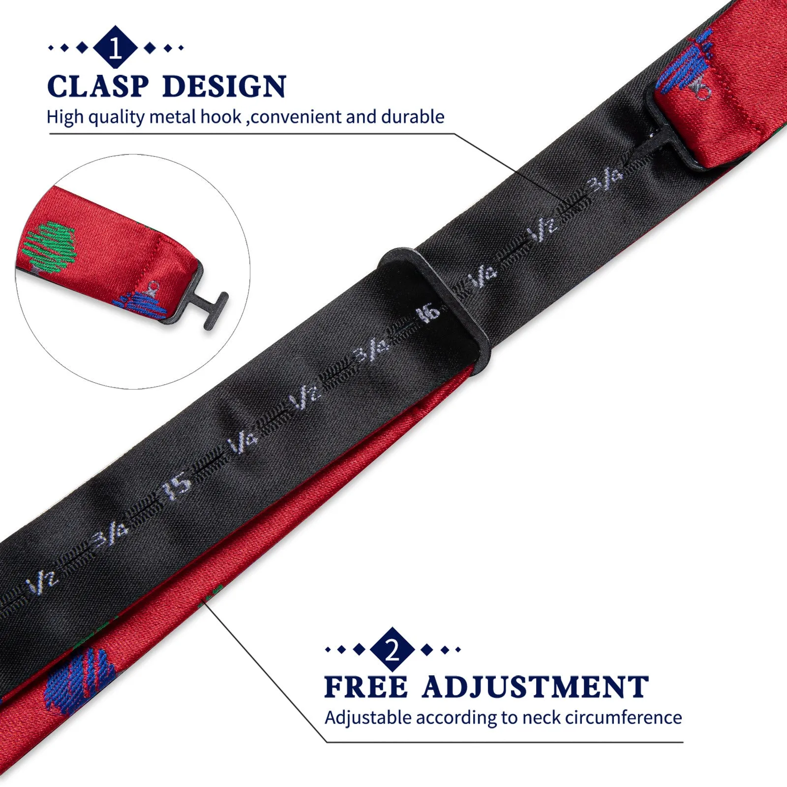 Ties2you Red Polka Dot Bow Tie Mens Christmas Silk Self-Tied Bowtie Pocket Square Cufflinks Set sold by Ties2You product image thumbnail 5