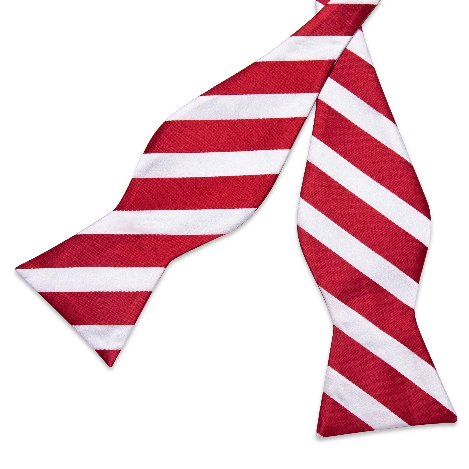 Ties2you Red Bow Tie Mens Striped Silk Self-Tied Bowtie Hanky Cufflinks Set for Christmas sold by Ties2You product image thumbnail 4