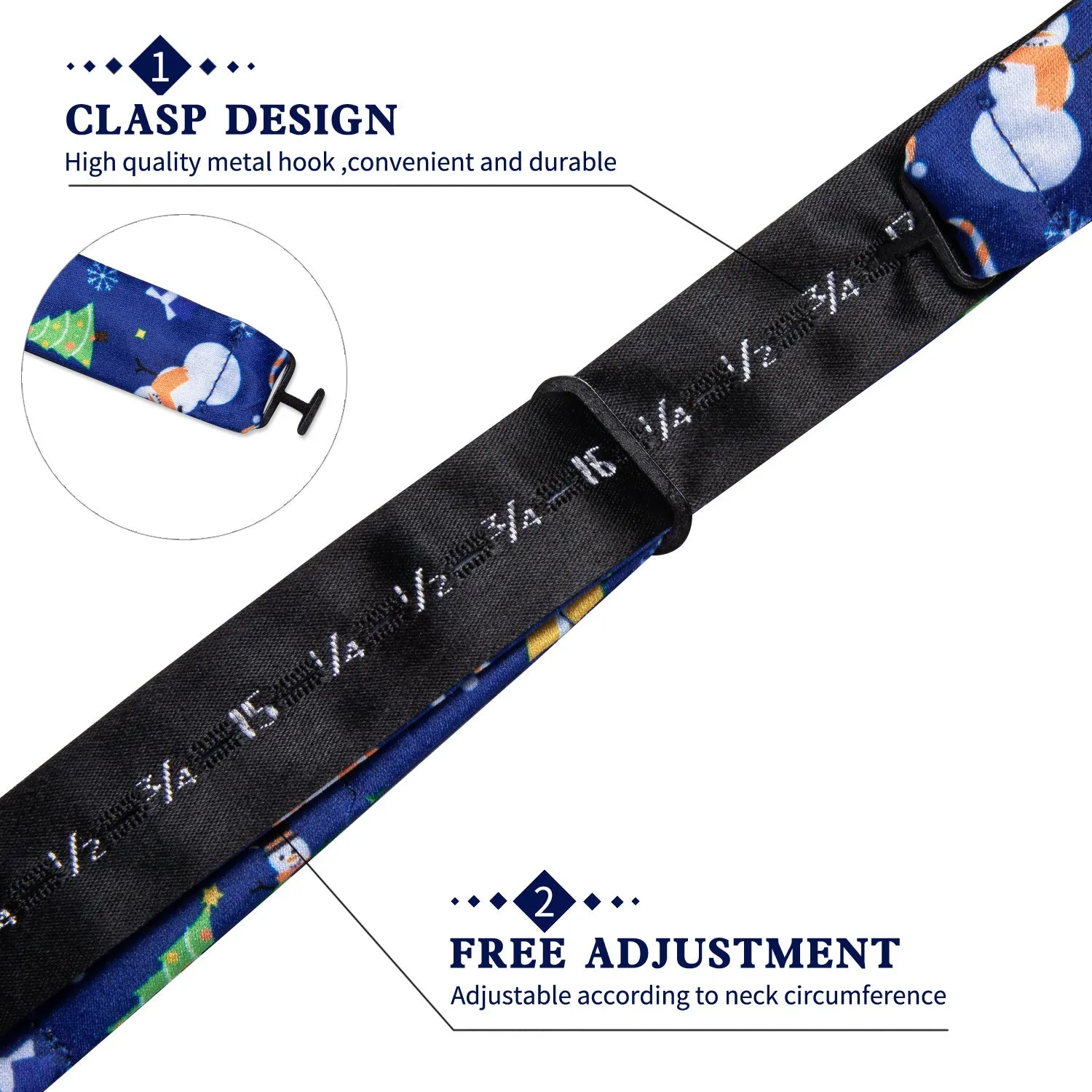 Ties2you Christmas Tree Bow Tie Mens Blue Self-Tied Bowtie Hanky Cufflinks Set for Party sold by Ties2You product image thumbnail 5