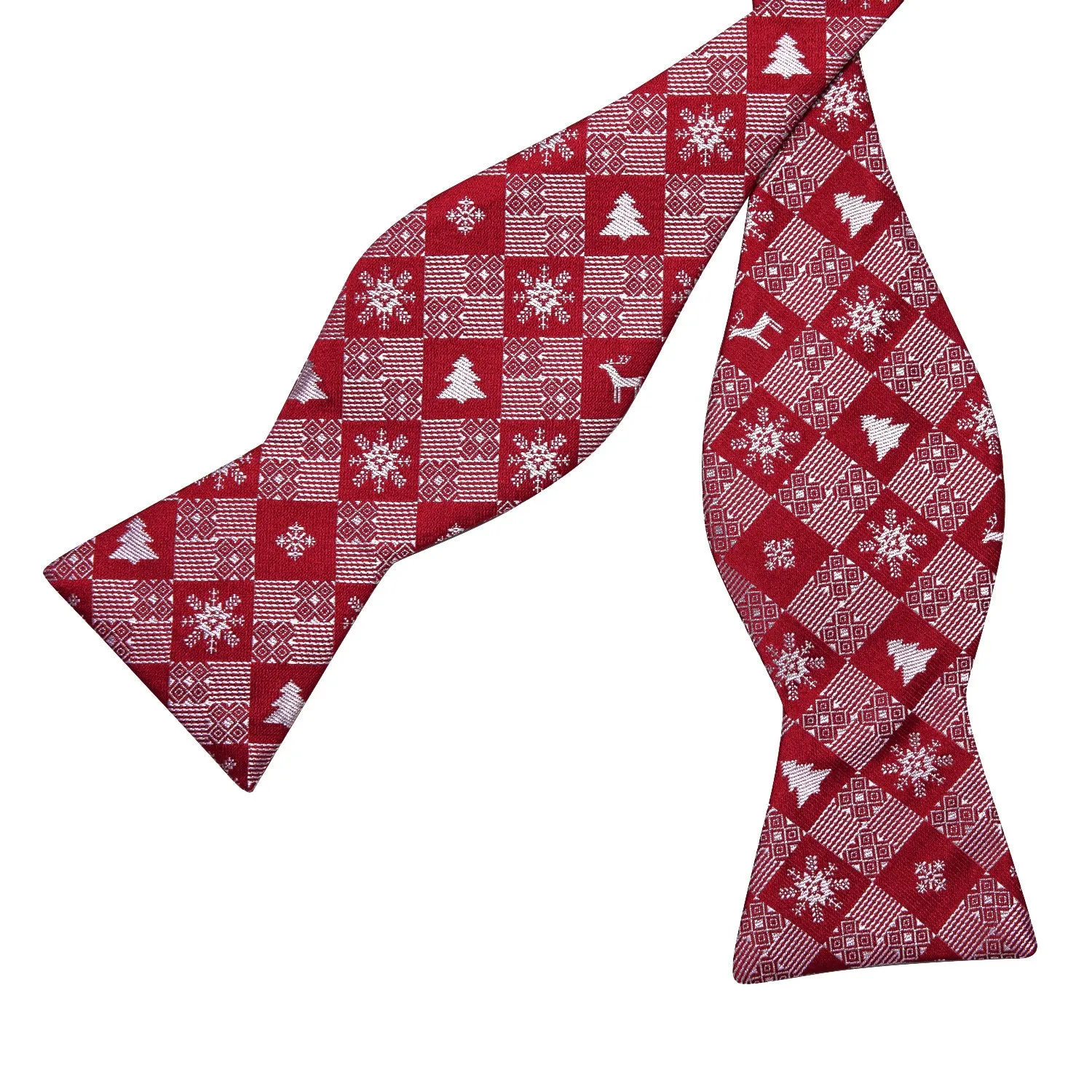 Ties2you Snowflake Bow Tie Mens Christmas Red Self-Tied Bowtie Hanky Cufflinks Set sold by Ties2You product image thumbnail 4