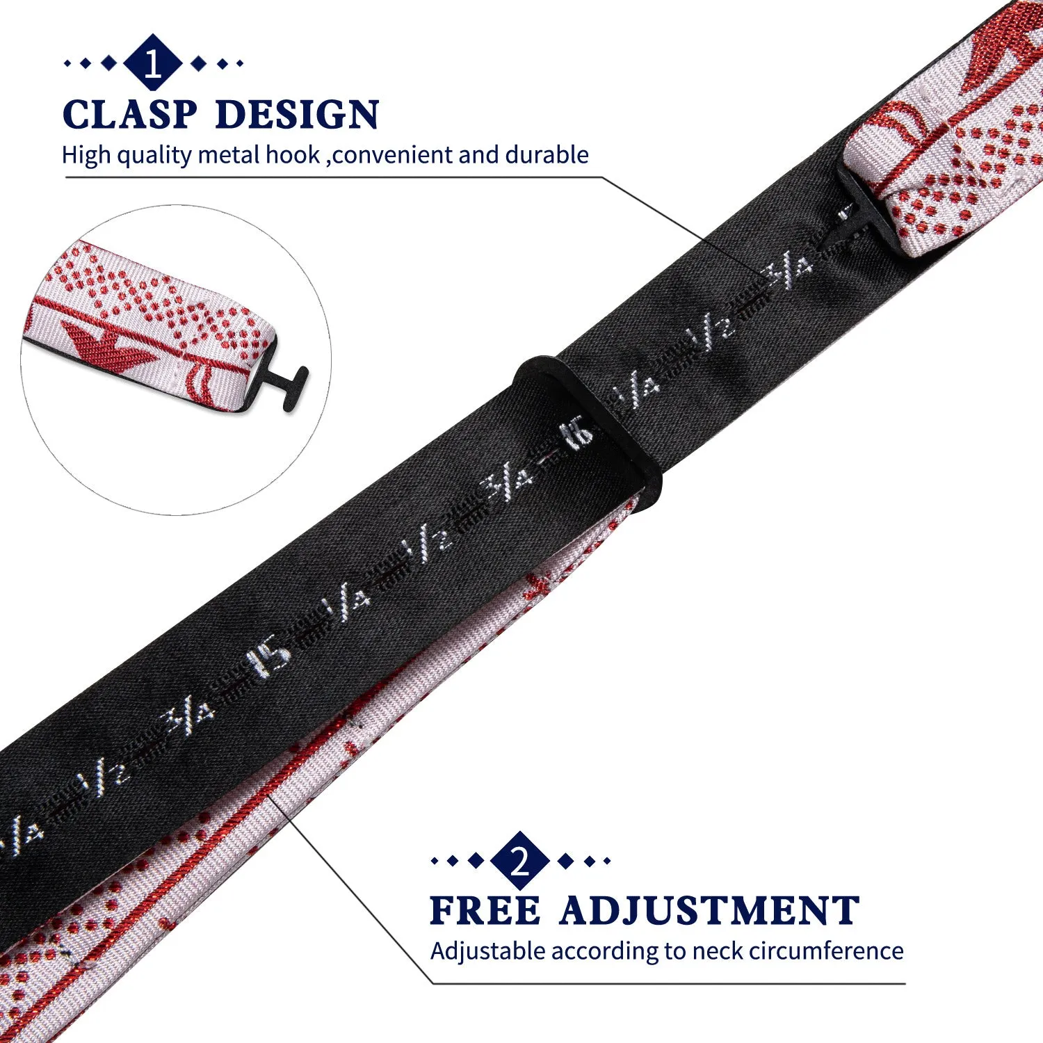 Ties2you Mens Christmas Bow Tie White Reindeer Self-Tied Bowtie Pocket Square Cufflinks Set sold by Ties2You product image thumbnail 4