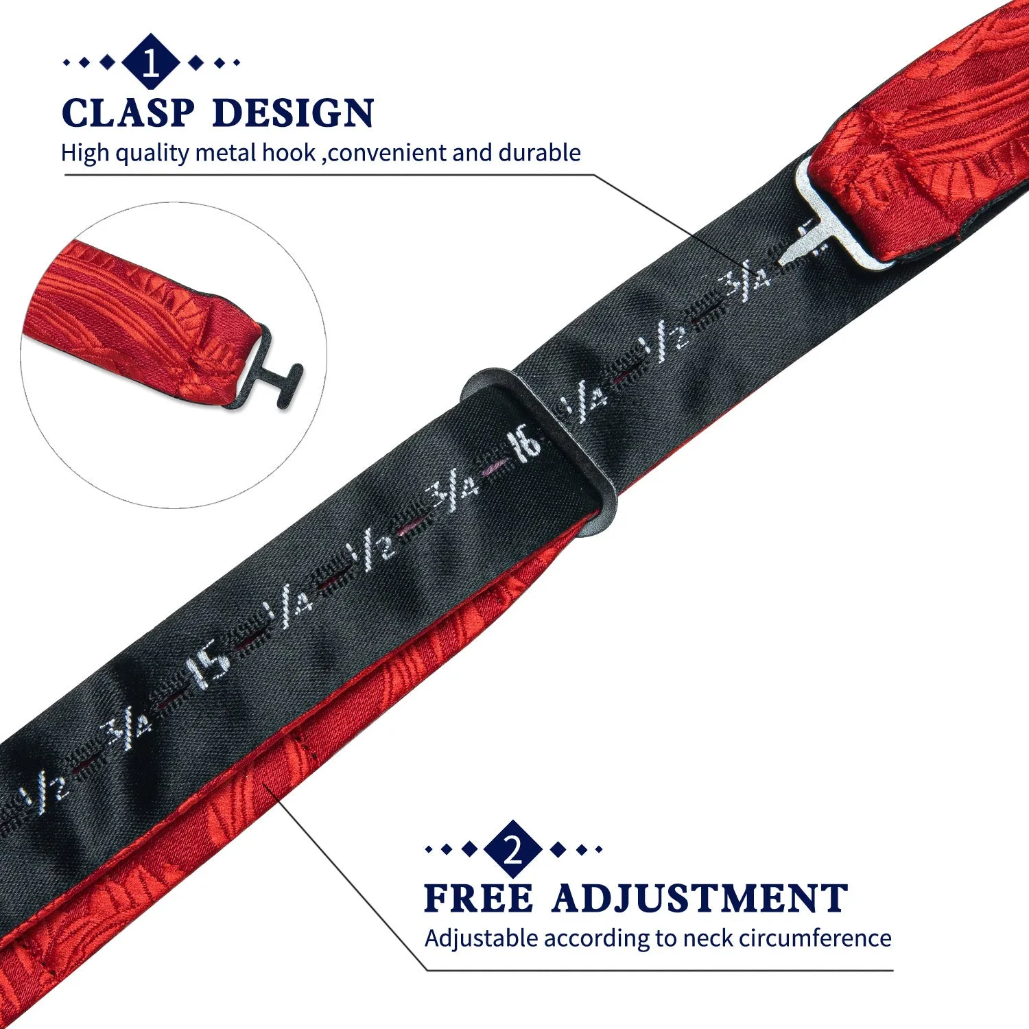 Ties2you Christmas Mens Bow Tie Red Floral Self-Tied Bowtie Pocket Square Cufflinks Set sold by Ties2You product image thumbnail 5