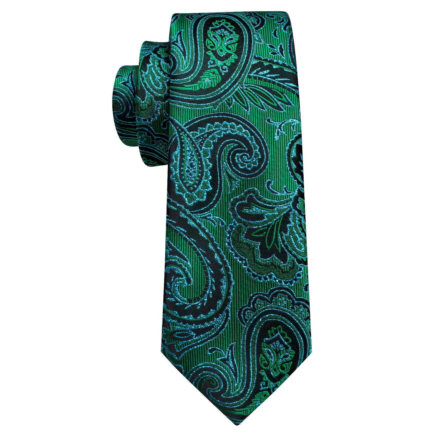 Thanks Deal Emerald Green Blue Floral Men's Necktie Pocket Square Cufflinks Set sold by Ties2You product image thumbnail 5