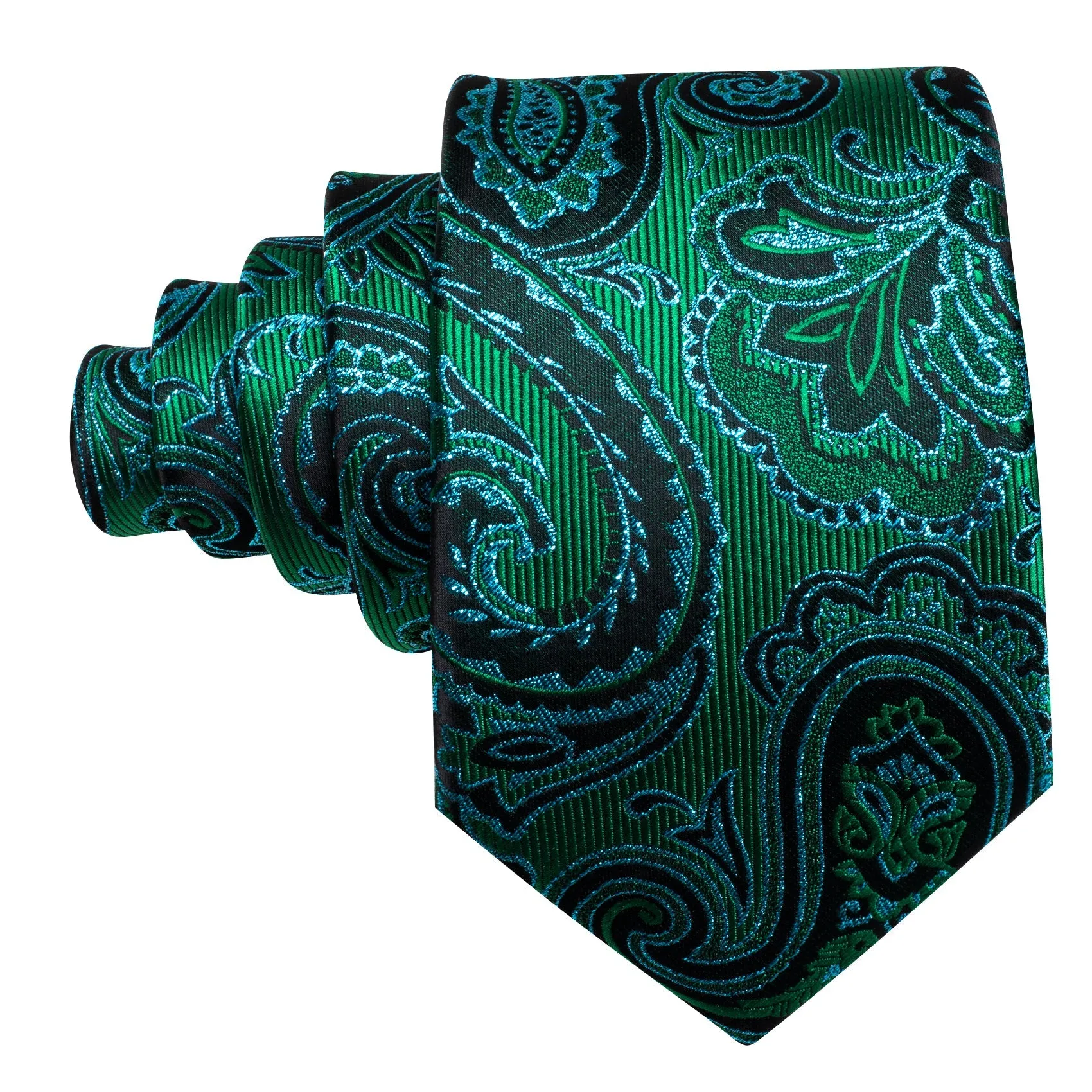 Thanks Deal Emerald Green Blue Floral Men's Necktie Pocket Square Cufflinks Set sold by Ties2You product image thumbnail 4