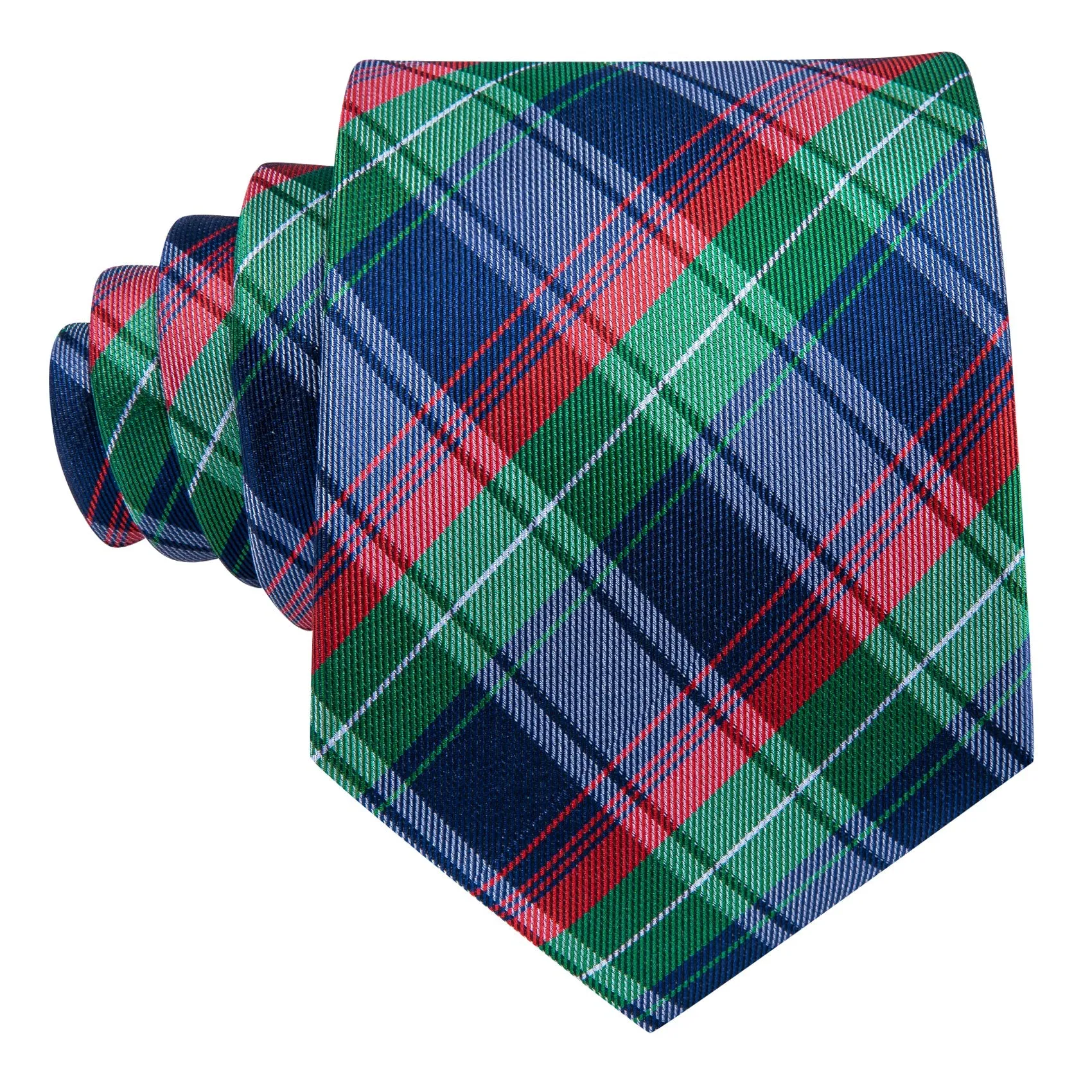 Thanks Deal Blue Red Green Plaid Men's Necktie Pocket Square Cufflinks Set sold by Ties2You product image thumbnail 3