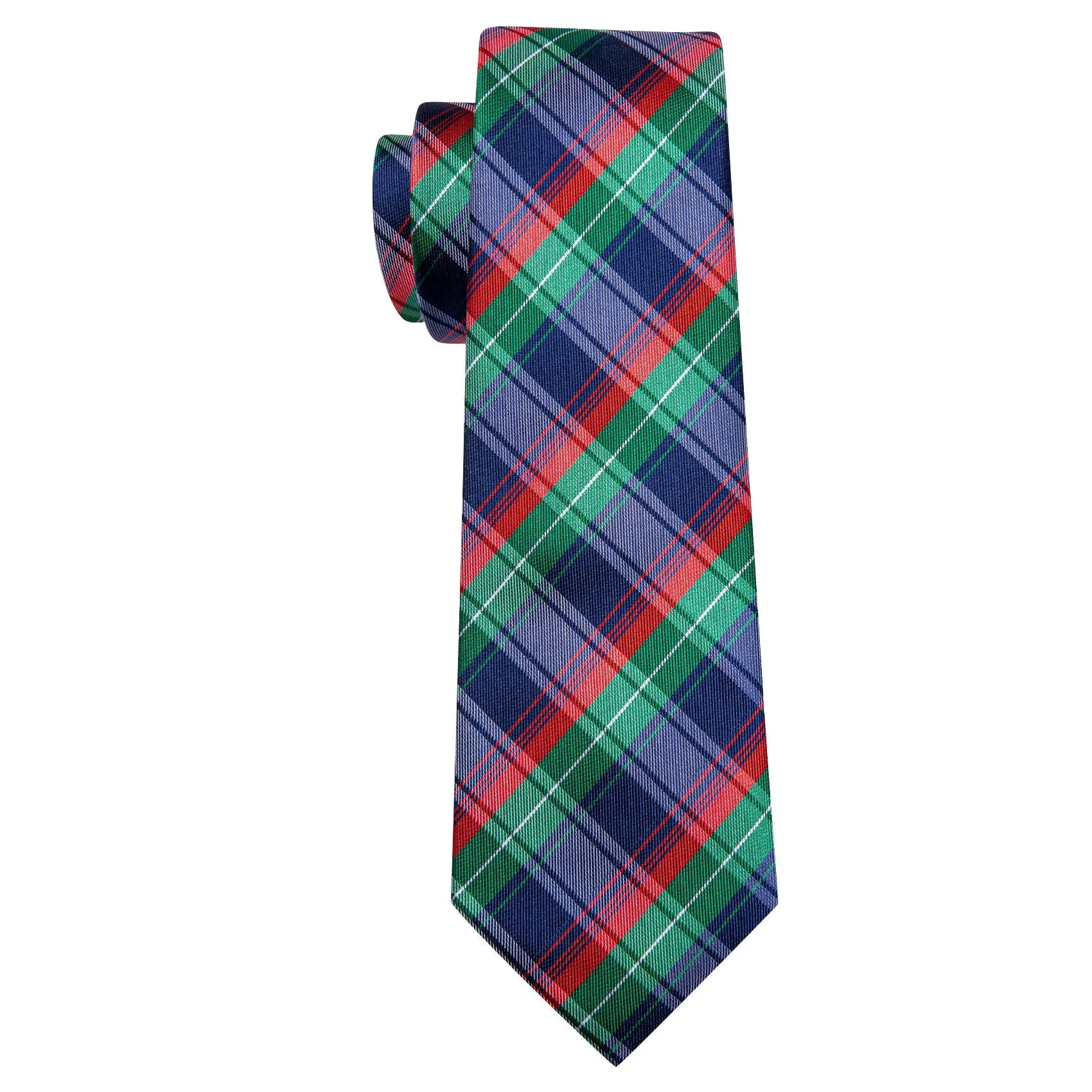 Thanks Deal Blue Red Green Plaid Men's Necktie Pocket Square Cufflinks Set sold by Ties2You product image thumbnail 4