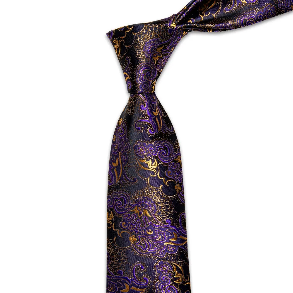 Ties2you Purple Floral Suit Tie Mens Wedding Silk Necktie Hanky Cufflinks Set sold by Ties2You product image thumbnail 5