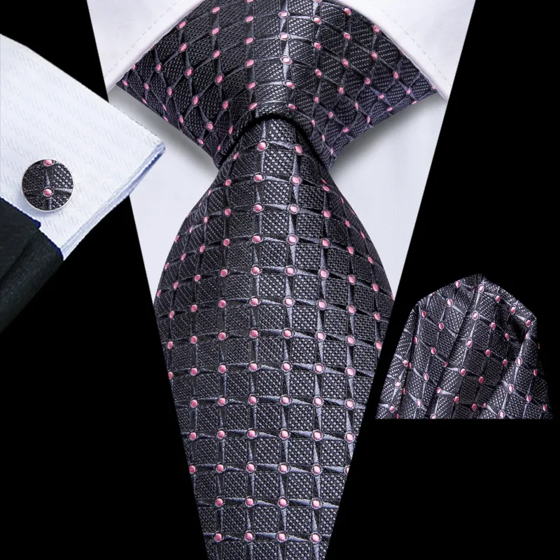 Ties2you Extra Long Tie Grey Pink Plaid 70 Inches Silk Mens Dress Work Tie Set sold by Ties2You