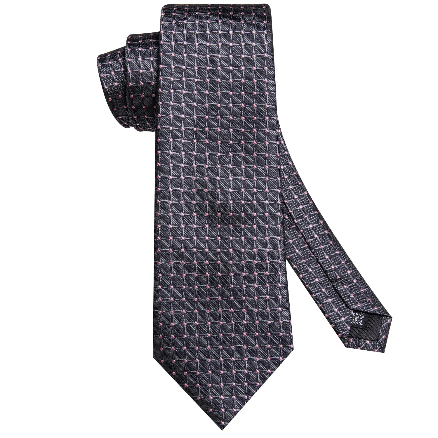 Ties2you Extra Long Tie Grey Pink Plaid 70 Inches Silk Mens Dress Work Tie Set sold by Ties2You product image thumbnail 4