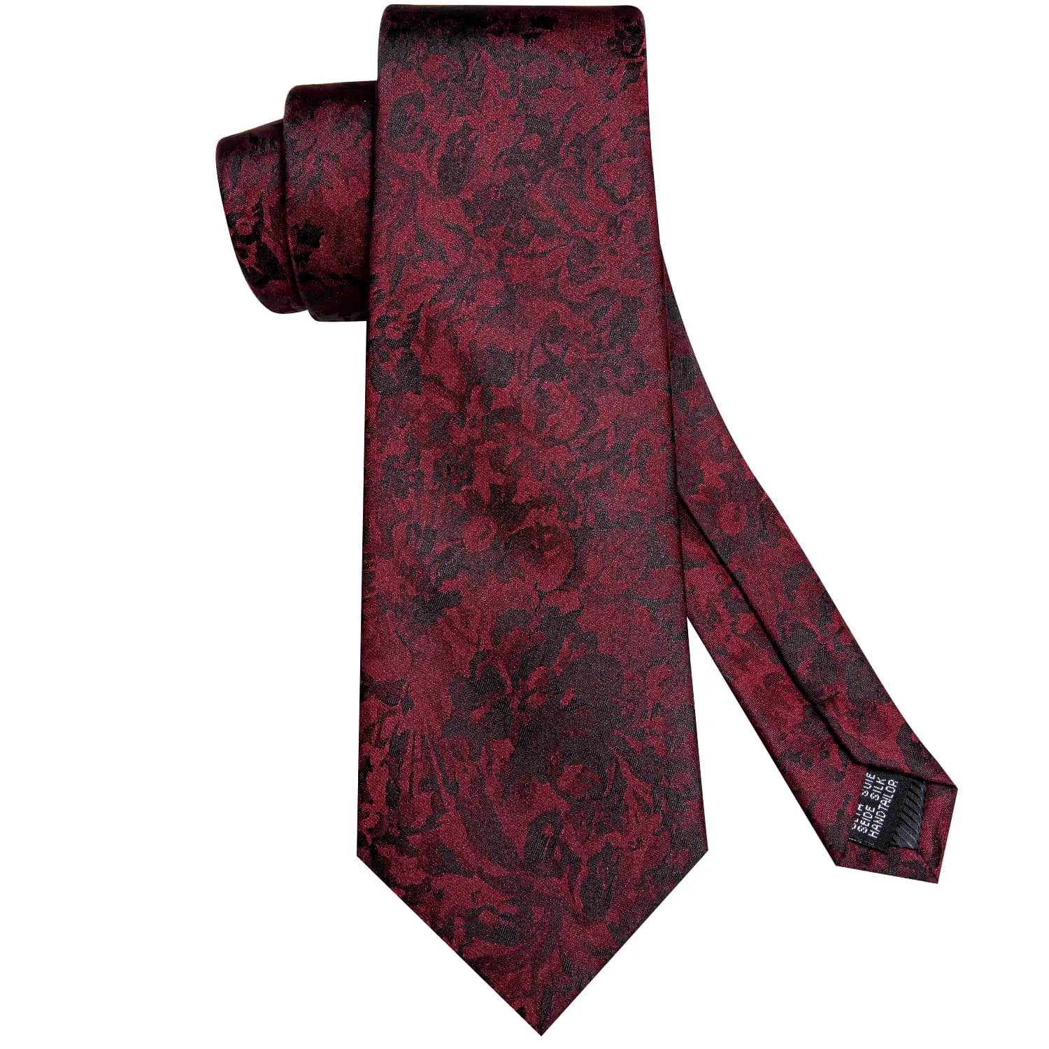 Ties2you Extra Long Tie Dark Red Floral 70 Inches Silk Mens Dress Tie Set for Wedding sold by Ties2You product image thumbnail 4