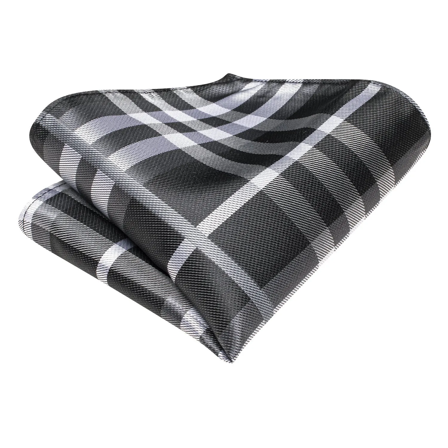 Black Grey White Plaid Men's 70 Inches Extra Length Tie Handkerchief Cufflinks Set sold by Ties2You product image thumbnail 5