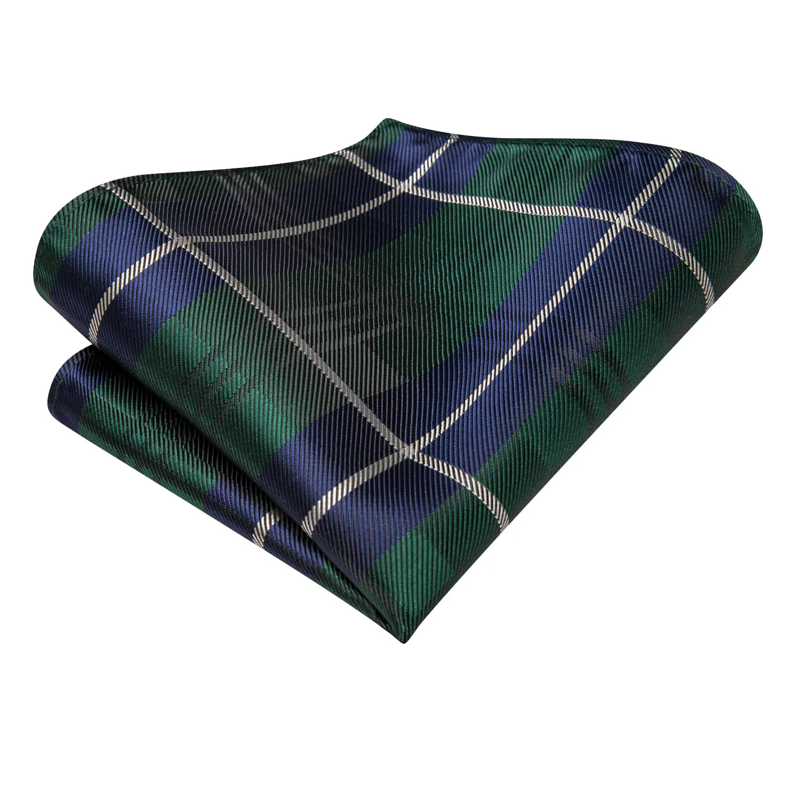 Ties2you Silk Tie Deep Green Blue Plaid Mens Formal Tie Pocket Square Cufflinks Set sold by Ties2You product image thumbnail 5