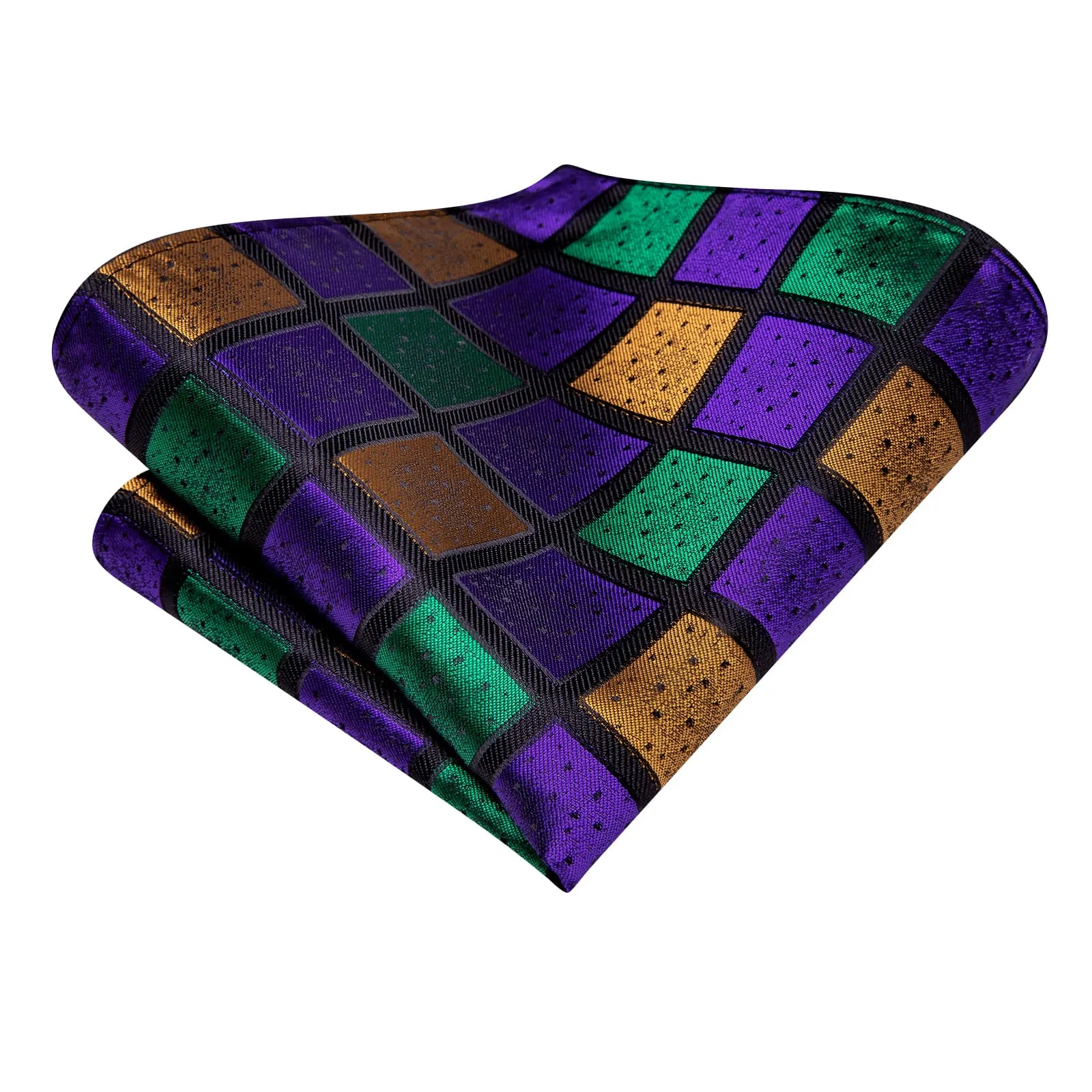 Ties2you Plaid Silk Tie Purple Green Gold Mens Formal Business Tie Hanky Cufflinks Set sold by Ties2You product image thumbnail 5