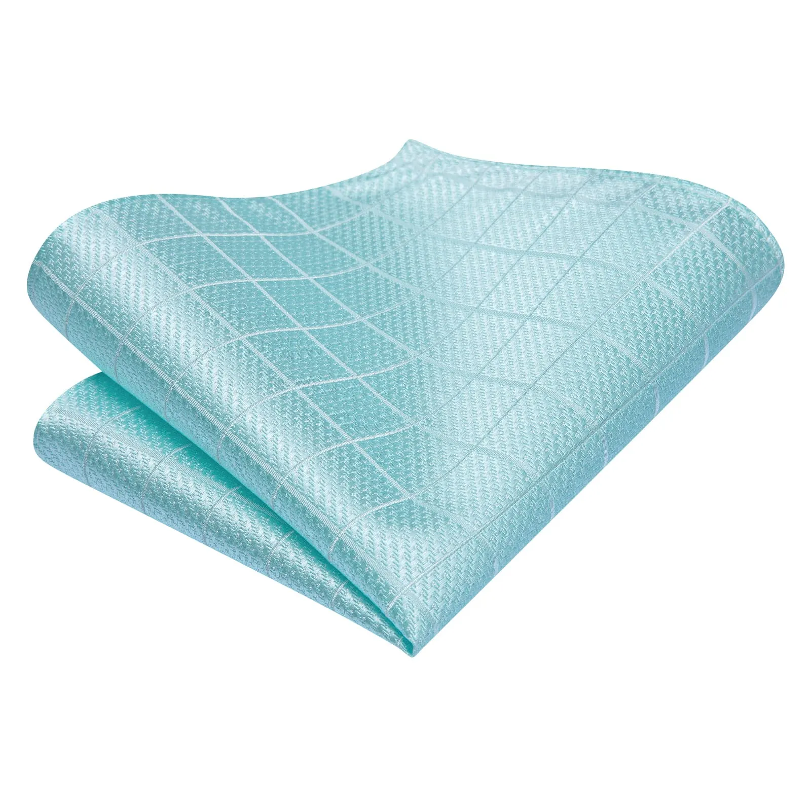 Ties2you Business Tie Aqua Plaid Silk Mens Dress Suit Tie Pocket Square Cufflinks Set sold by Ties2You product image thumbnail 5