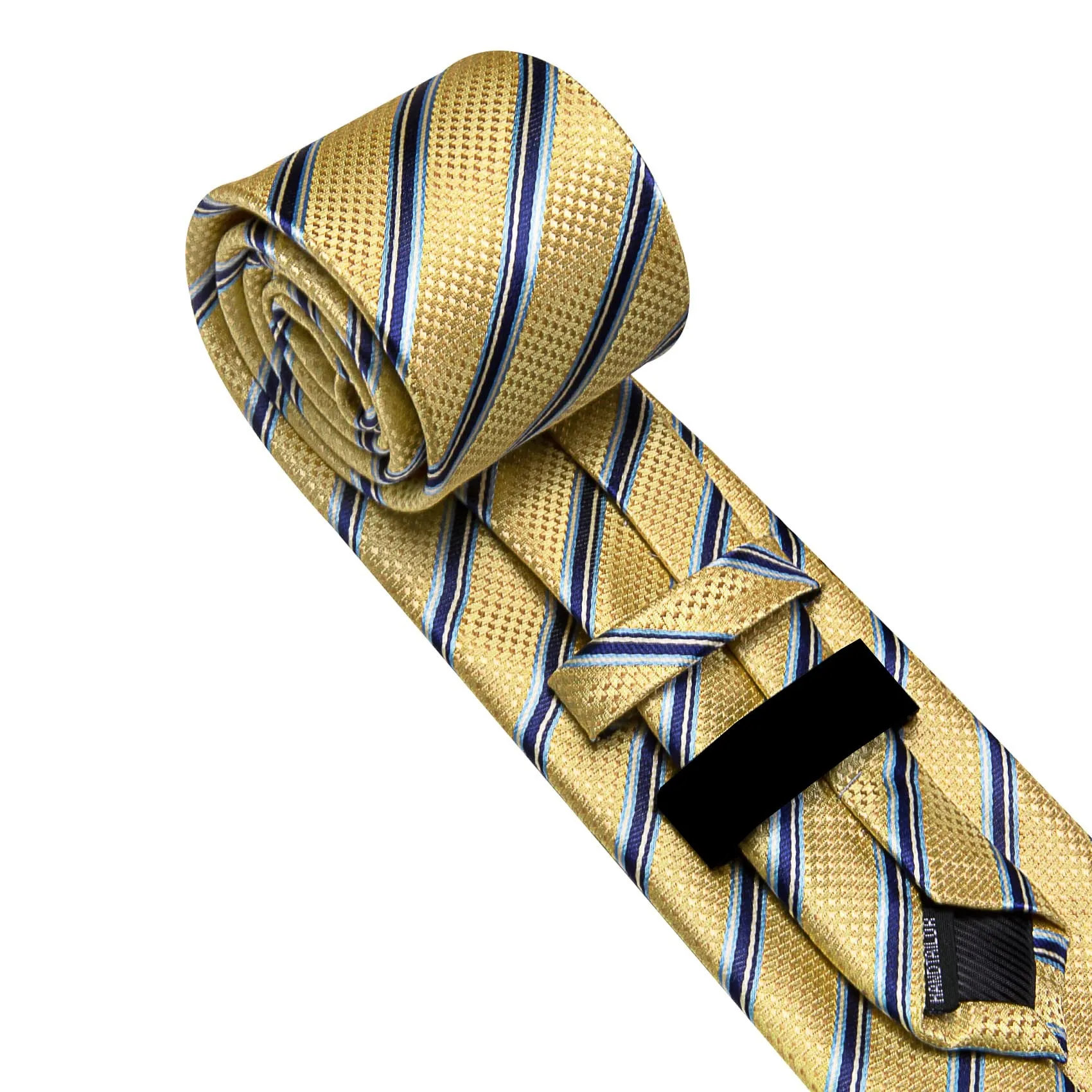 Ties2you Mens Dress Necktie Business Yellow Striped Silk Tie Handkercheif Cufflinks Set sold by Ties2You product image thumbnail 4