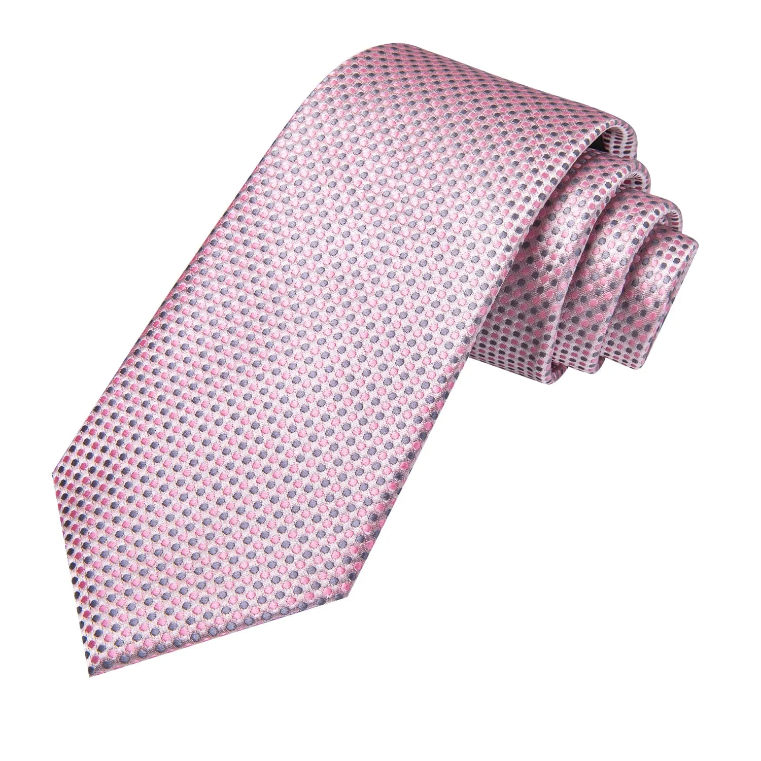 Ties2you Polka Dots Tie Pink Grey Silk Men's Tie Handkerchief Cufflinks Set sold by Ties2You product image thumbnail 4