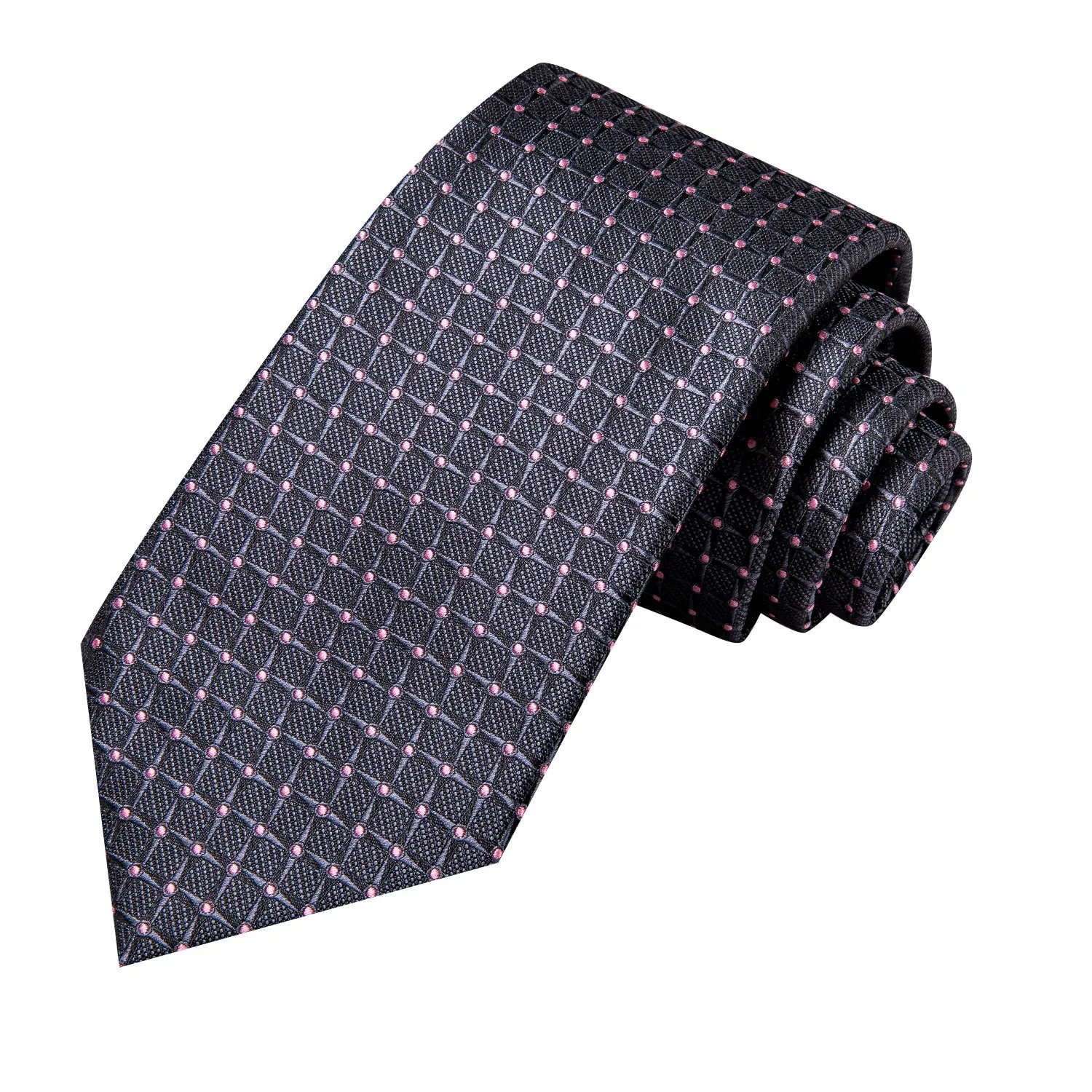 Grey Pink Plaid Men's Necktie Hanky Cufflinks Set sold by Ties2You product image thumbnail 4