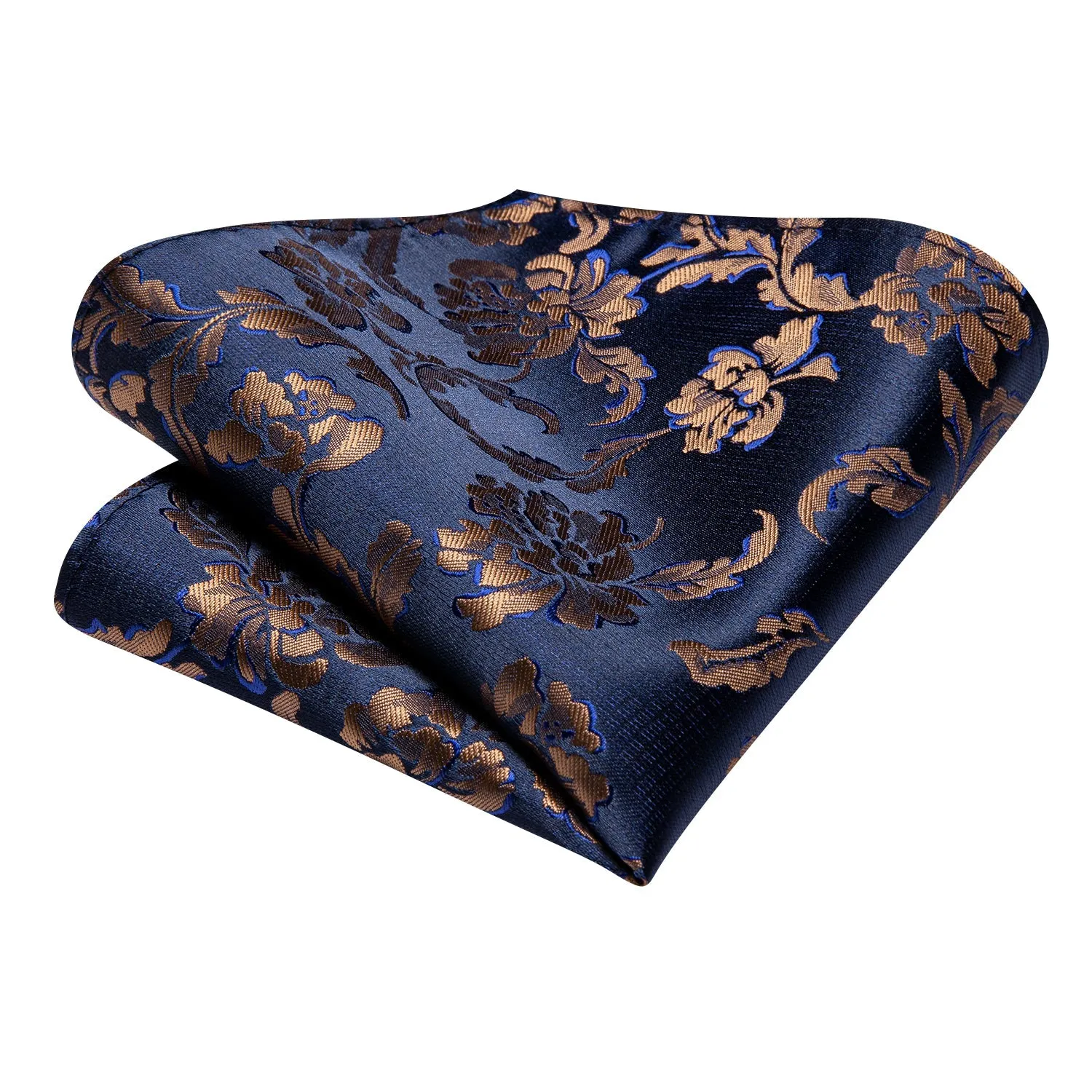 Navy Blue Brown Floral Men's Necktie Hanky Cufflinks Set sold by Ties2You product image thumbnail 5