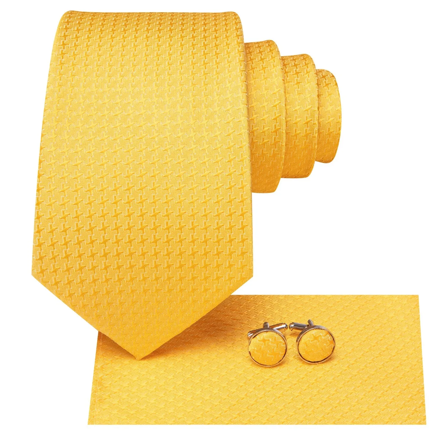 Yellow Geometric Men's Necktie Hanky Cufflinks Set sold by Ties2You product image thumbnail 3