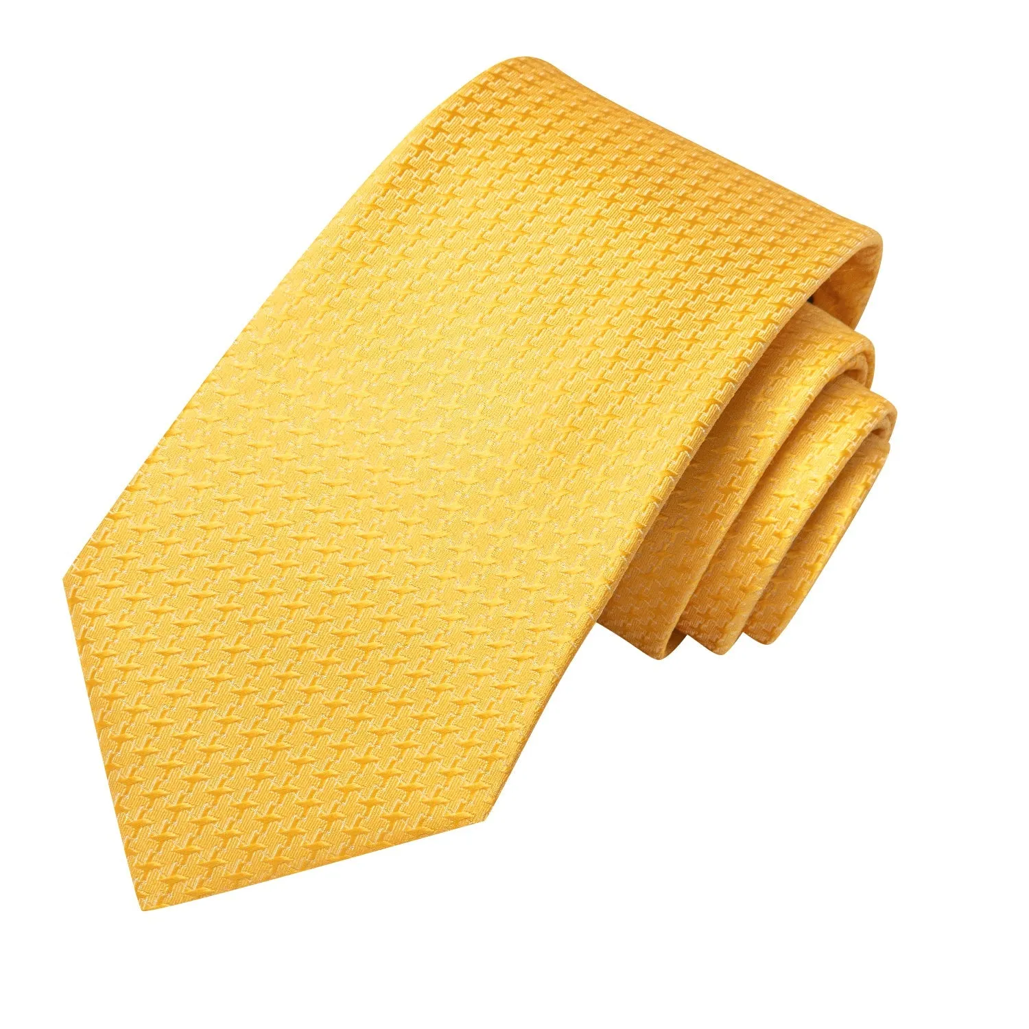 Yellow Geometric Men's Necktie Hanky Cufflinks Set sold by Ties2You product image thumbnail 4