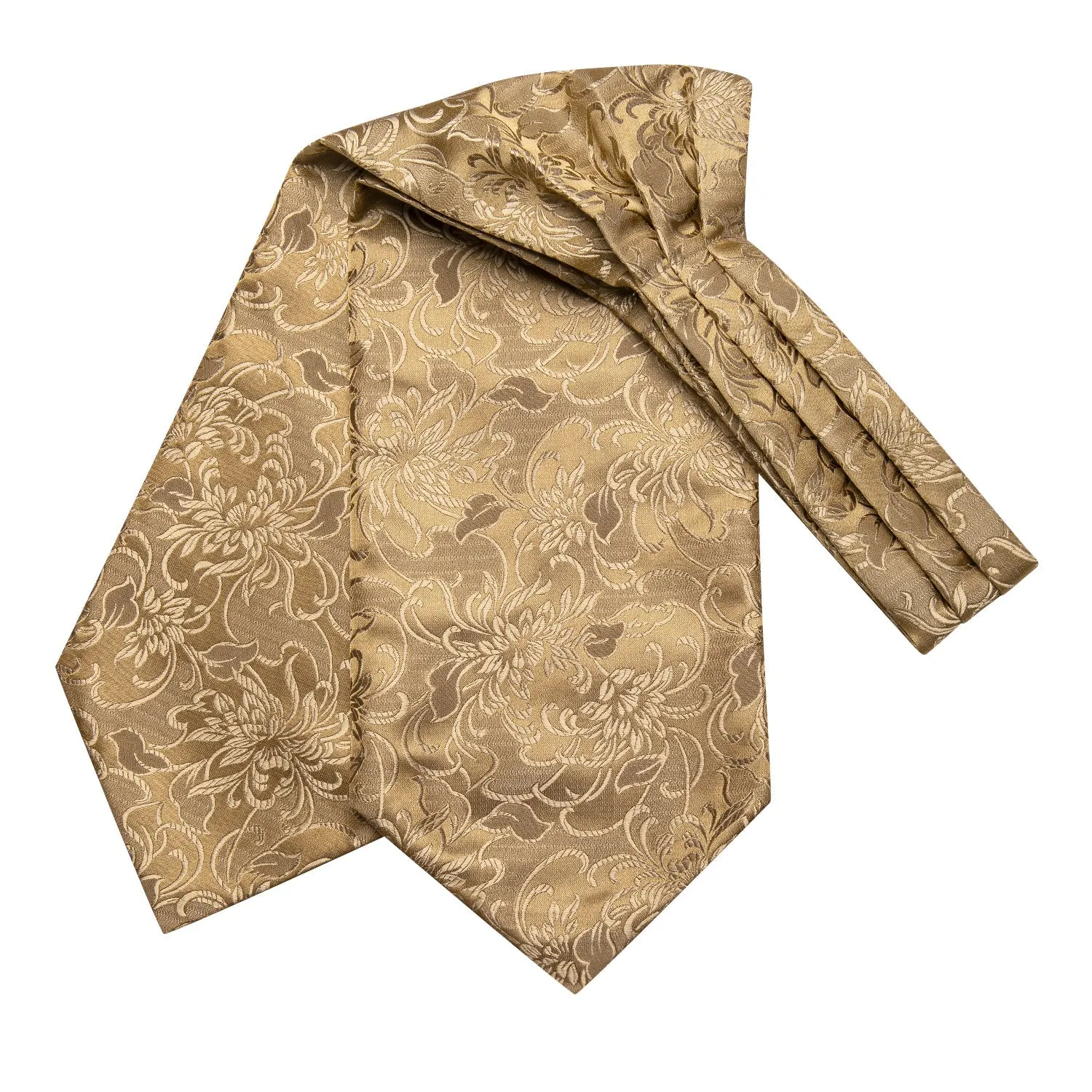 Ties2you Gold Paisley Silk Ascot Prom Cravat Tie Pocket Square Cufflinks Set sold by Ties2You product image thumbnail 3